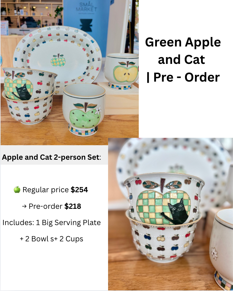 🍏 Green Apple and Cat Set | Pre-Order