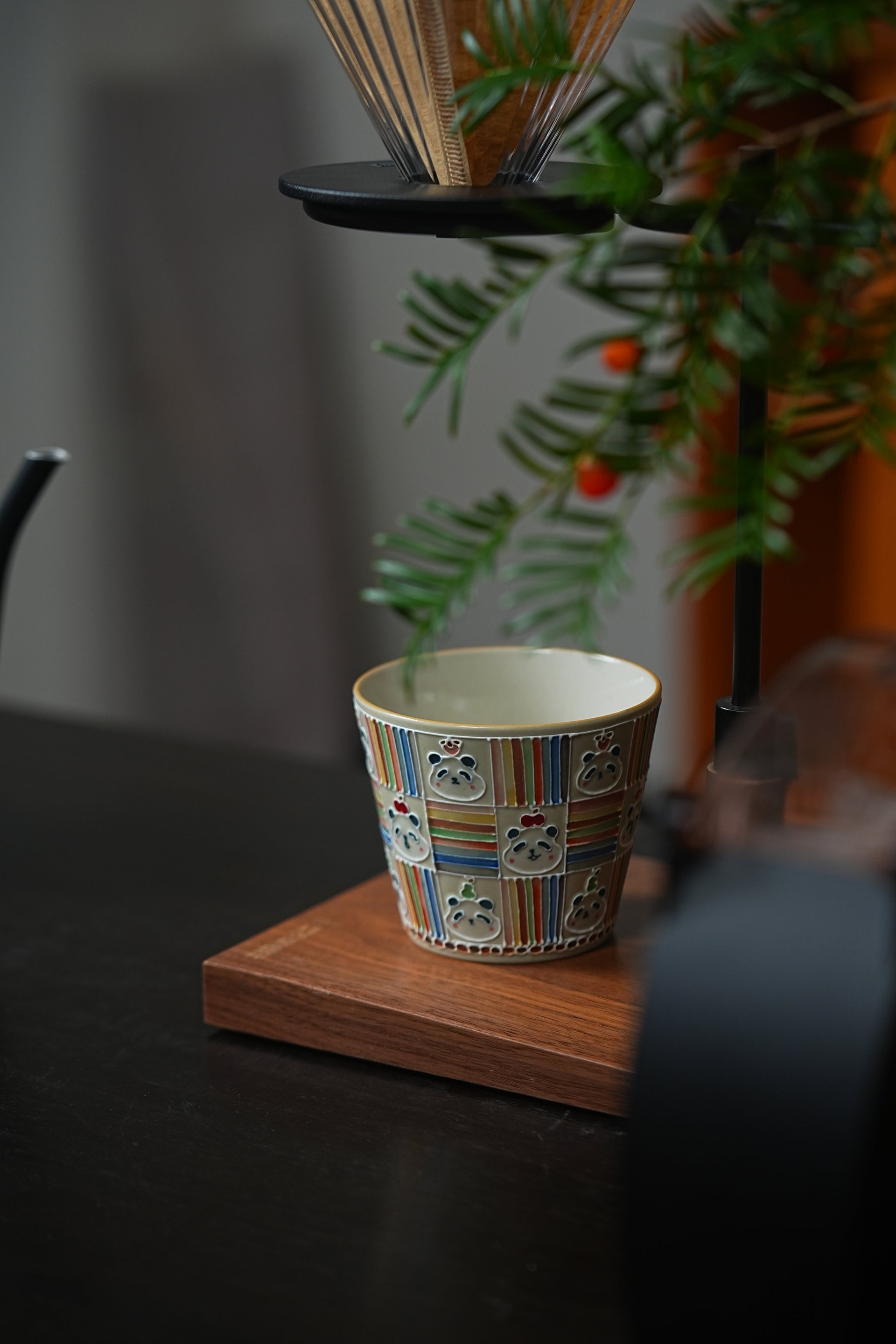 Panda Rainbow Checkered Cup – Hand-Painted Charm