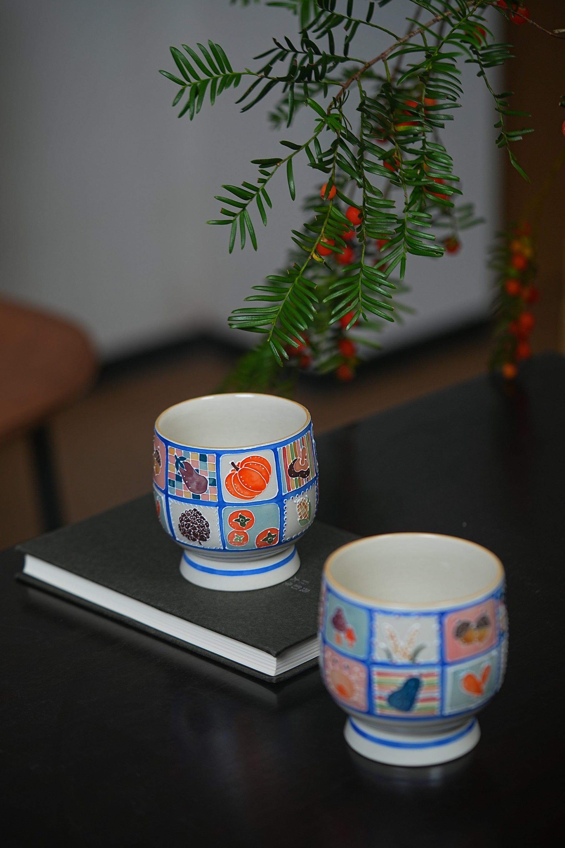 Harvest-Inspired Handcrafted Coffee Cup with Footed Base