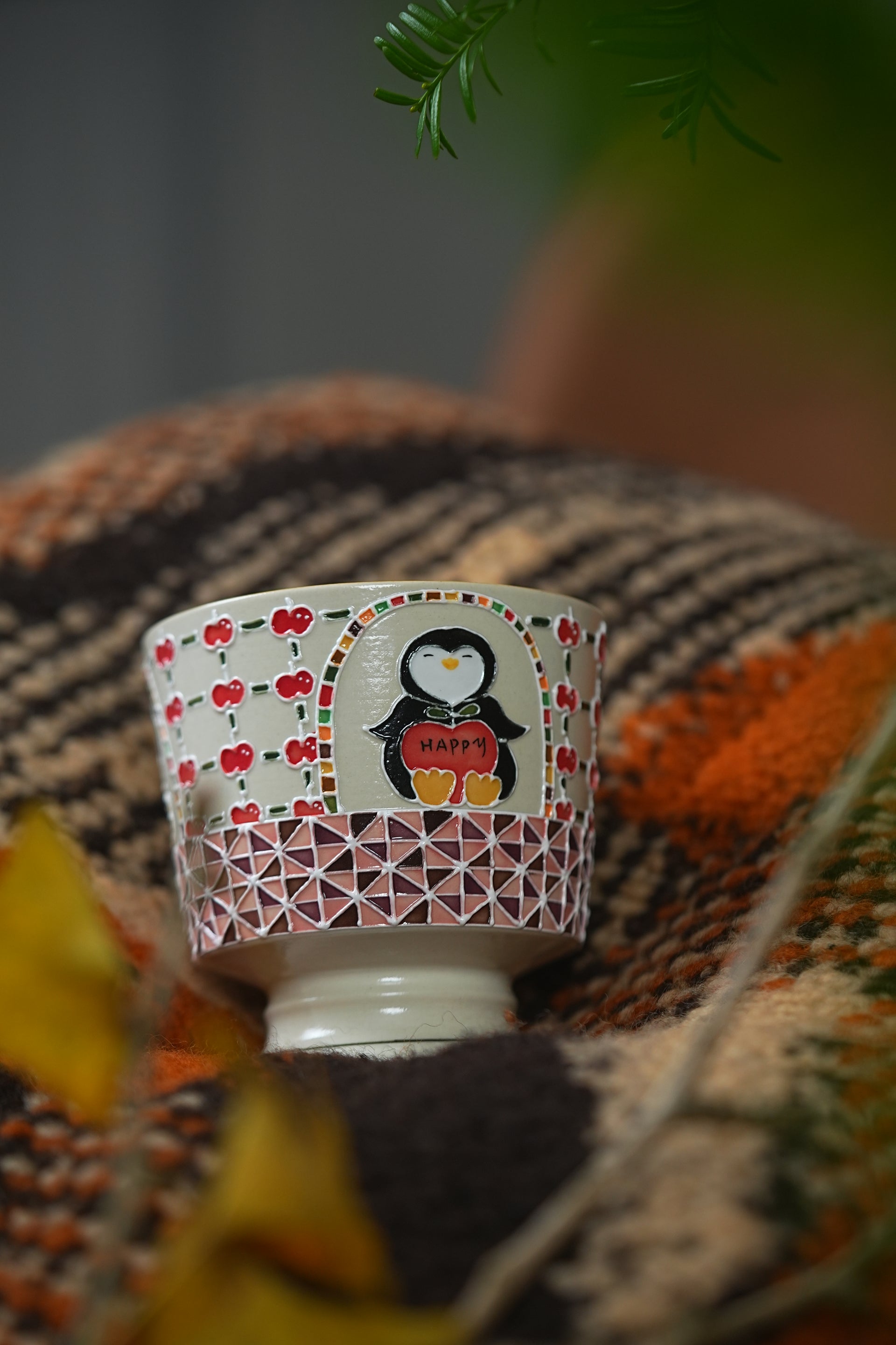 Penguin Footed Cup – Cheerful Hand-Painted Design