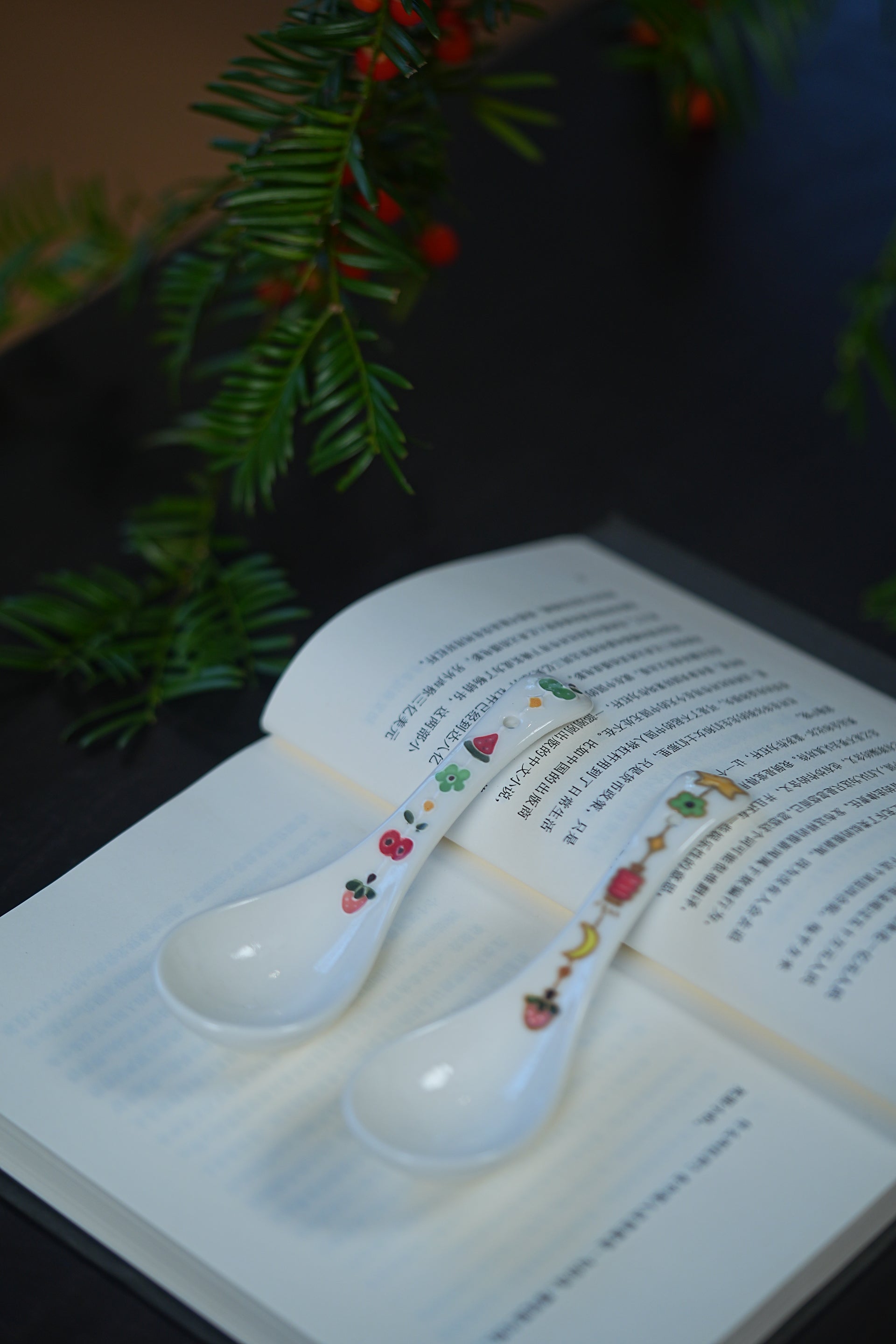 Floral Wind Chime Soup Spoon – Hand-Painted Ceramic Spoon