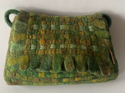 Green & Yellow Woven Envelope Bag