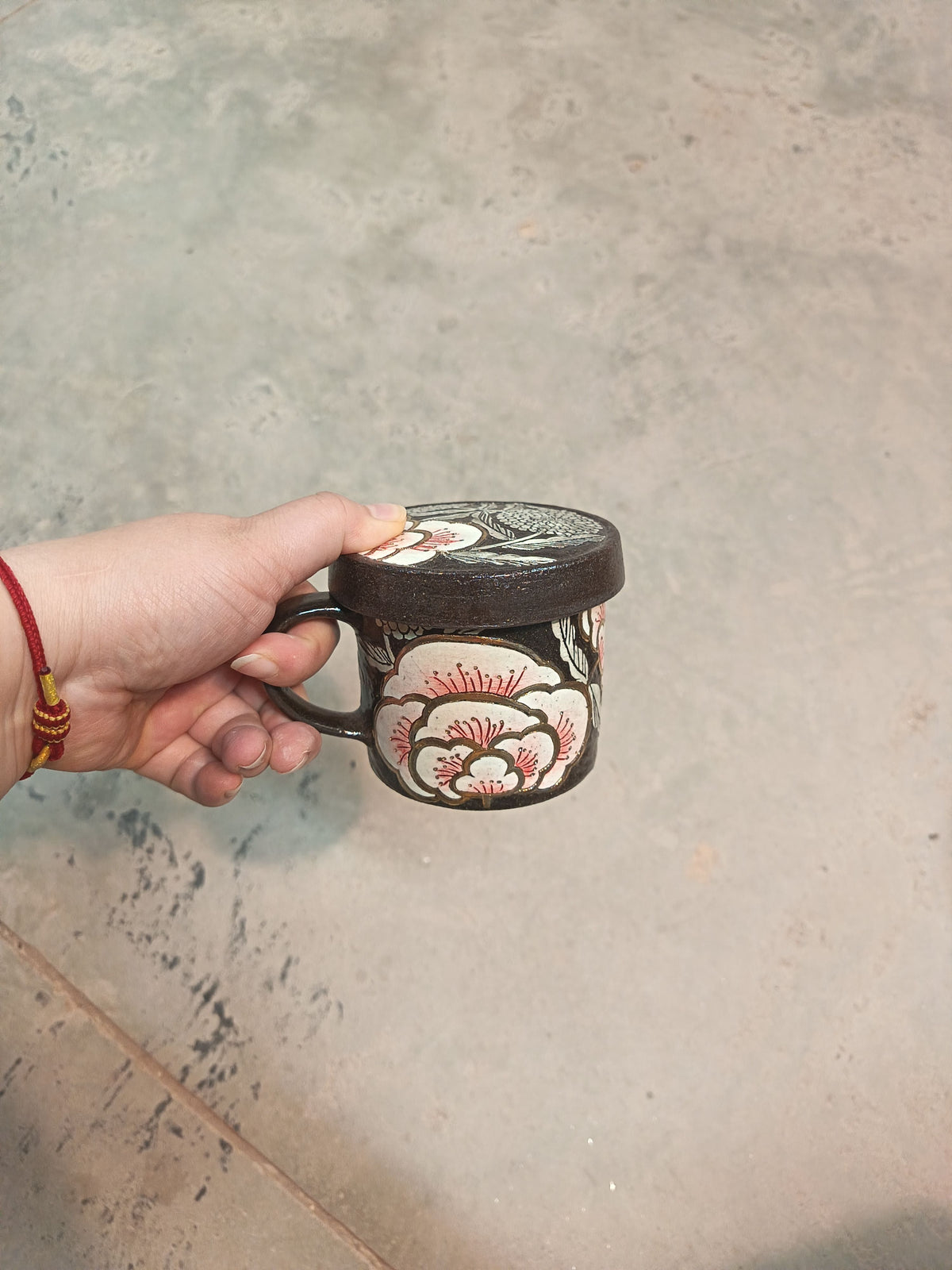 Handle Lid Straight Cup - Peony Duo