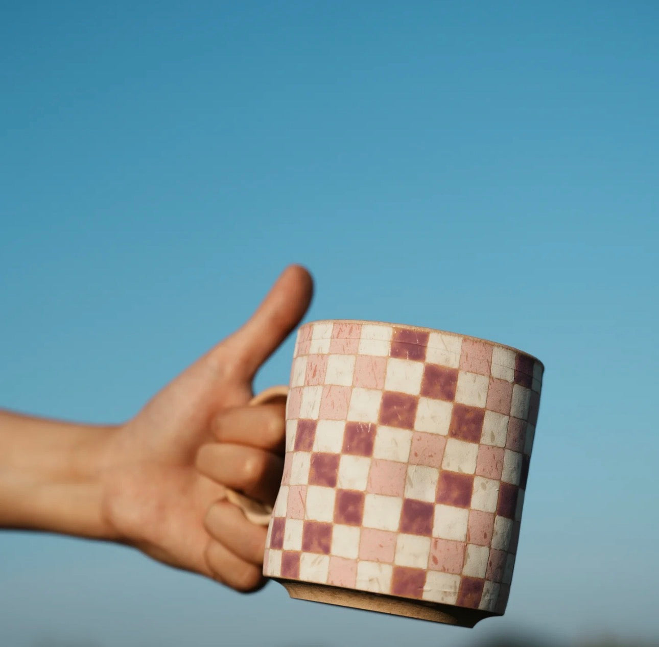 Amethyst Gingham Pinch Cup with Handle