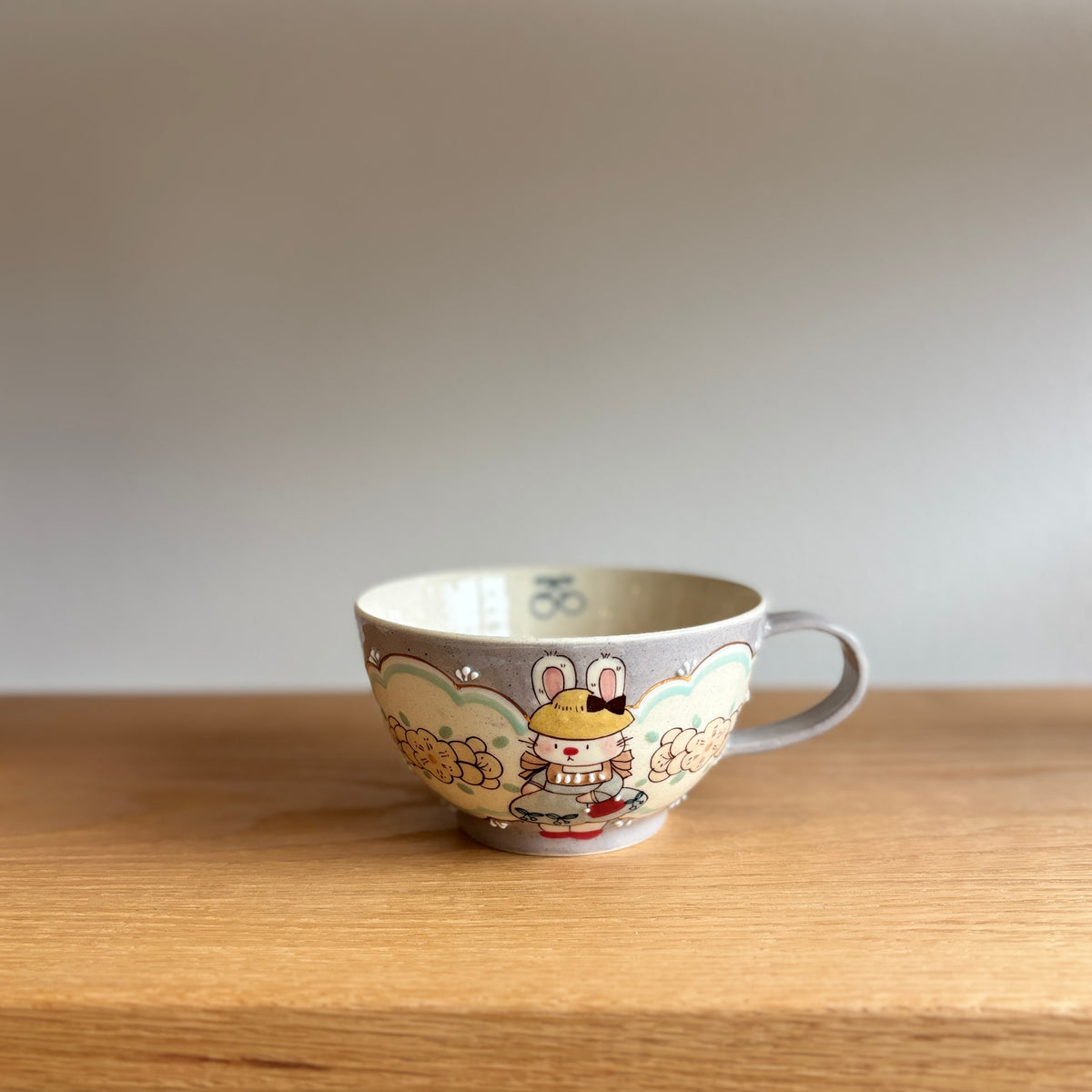 Gray-Purple Bunny Handle Egg Cup