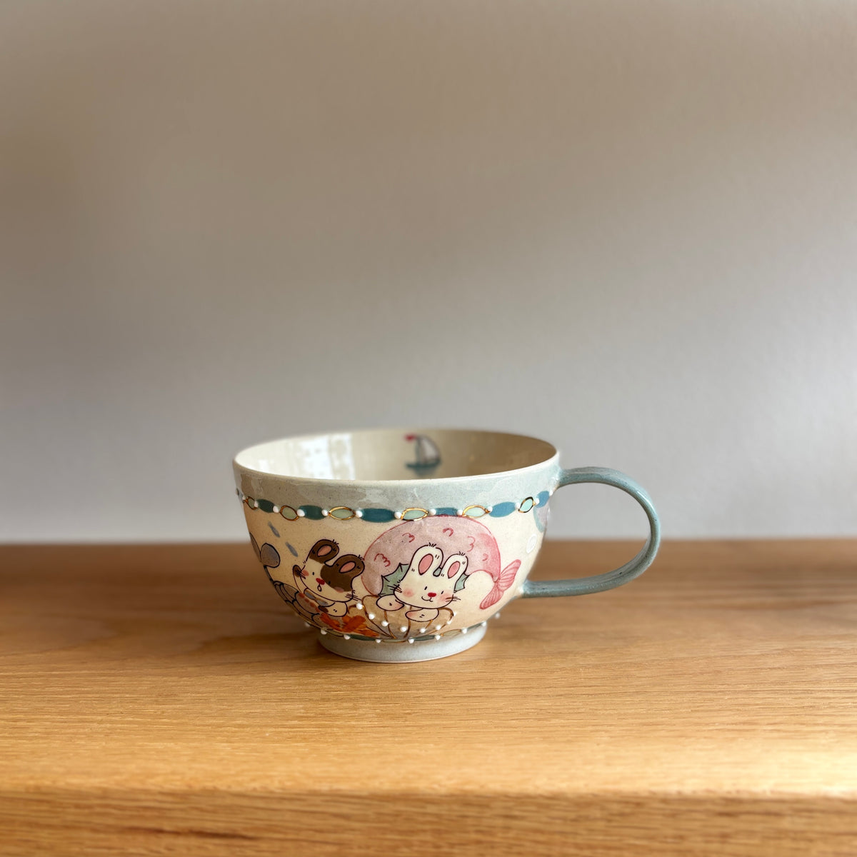 Blue Bunny Handle Egg Cup