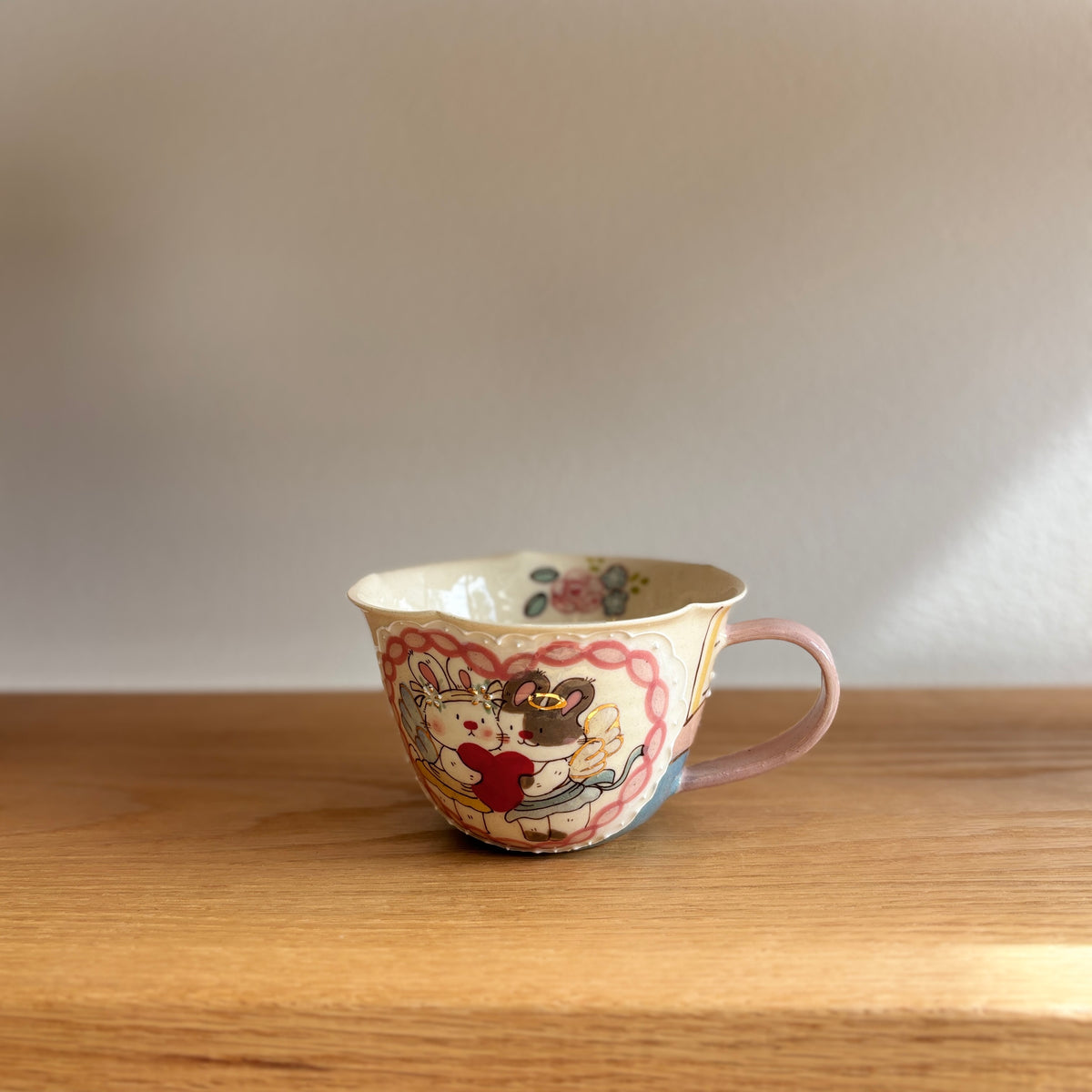 Heart Bunny Scalloped Handle Cup