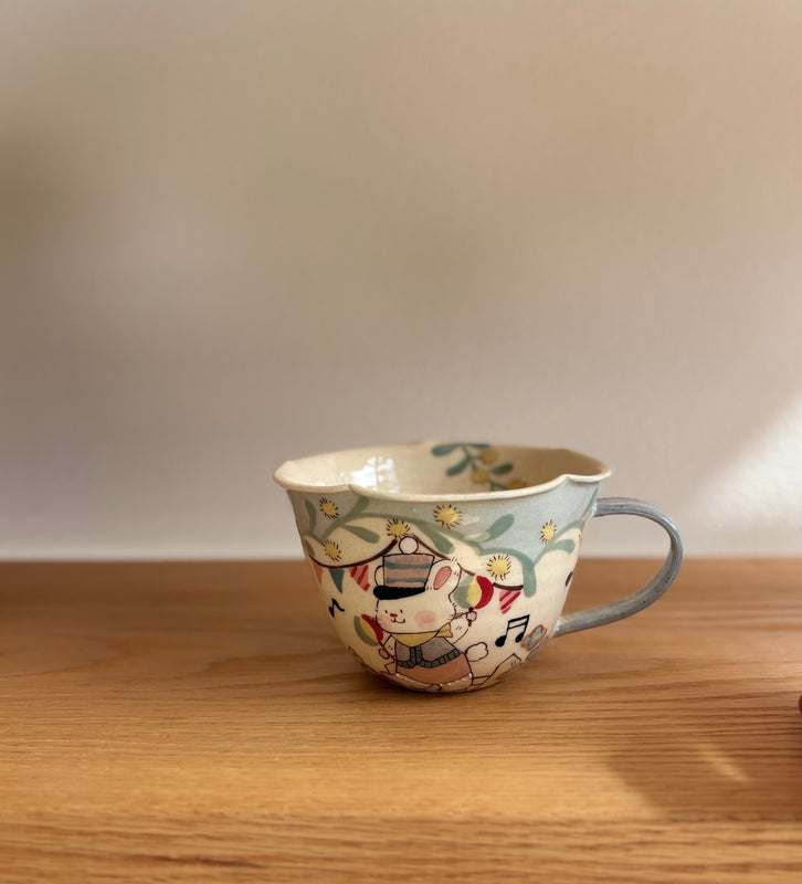 Dancing Music Bunny Scalloped Handle Cup