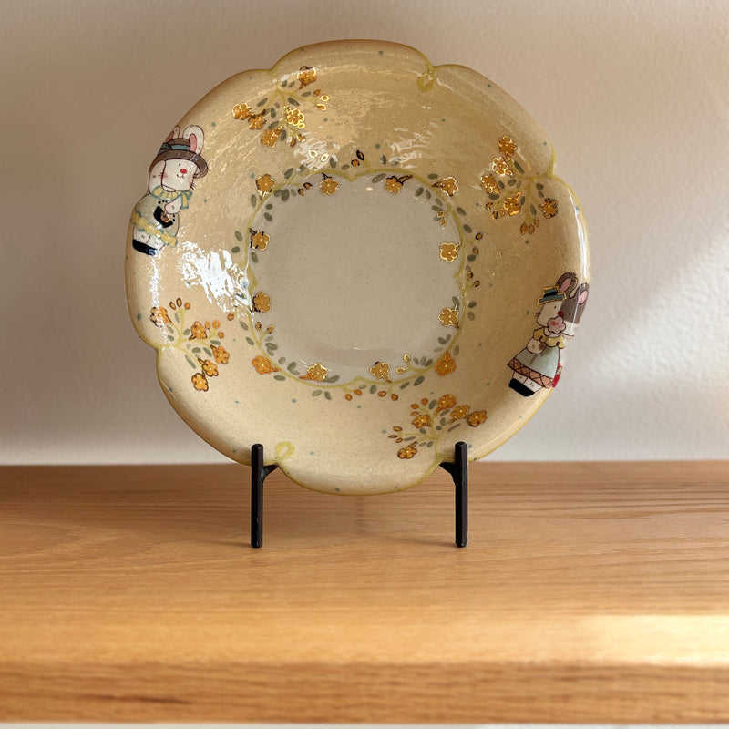 Yellow Bunny Scalloped Plate