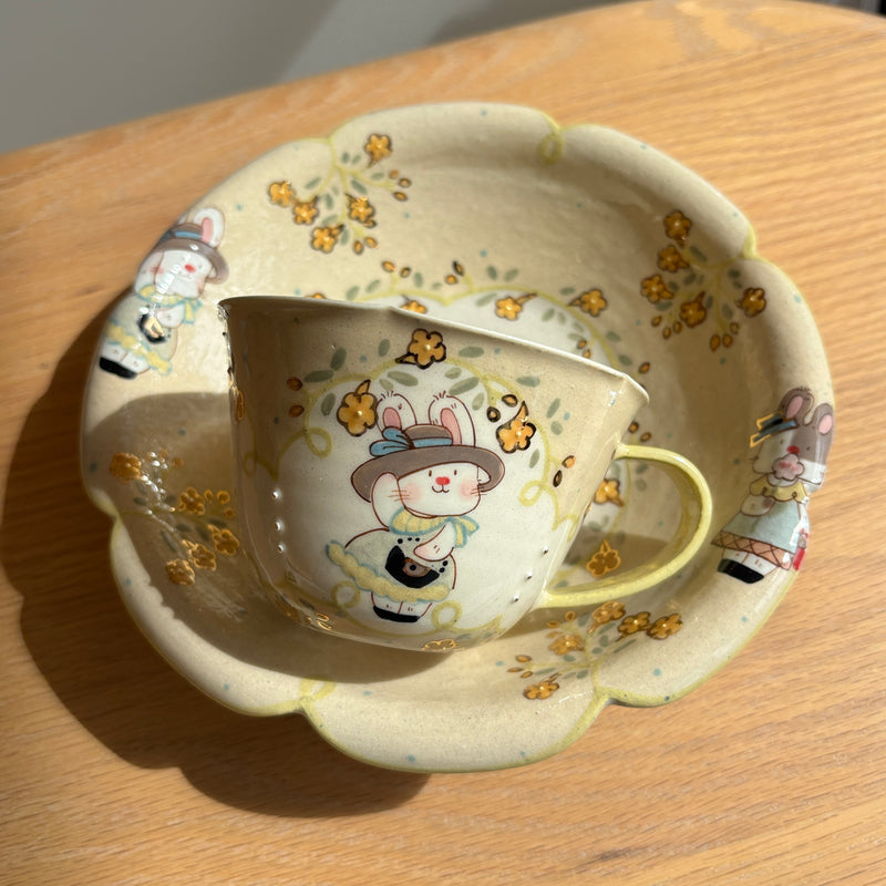 Yellow Bunny Scalloped Plate second image