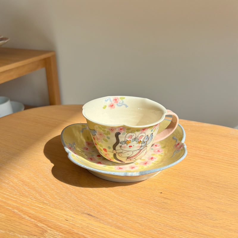 Yellow Cupid Bunny Cup & Saucer Set second image