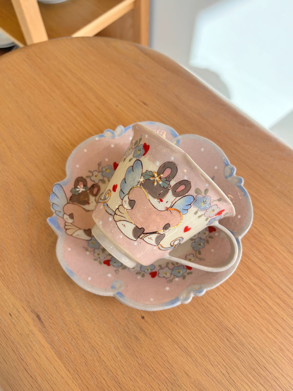 Angel Bunny Scalloped Cup & Saucer Set