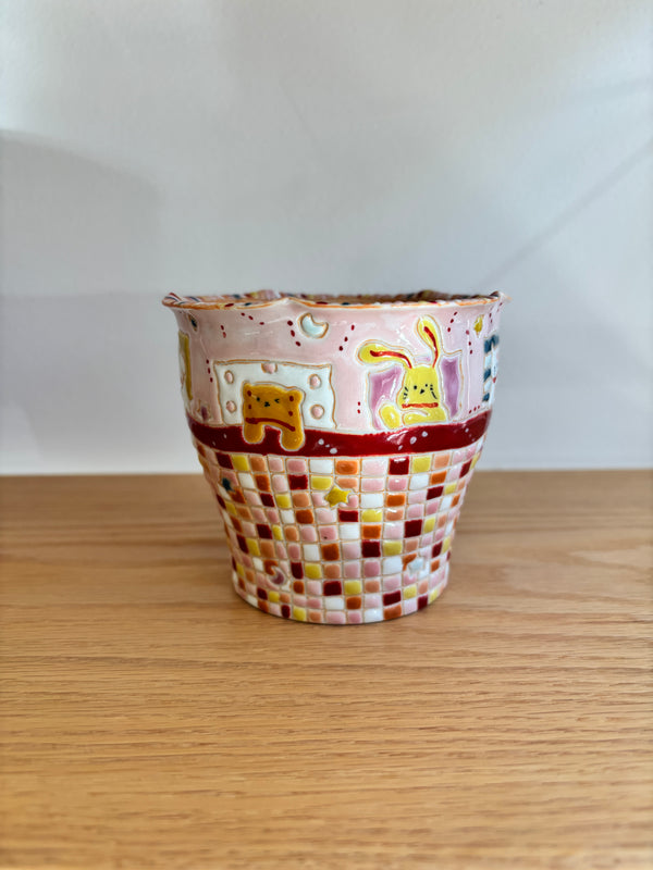 Inner-Painted Pillow Animal Handle Cup