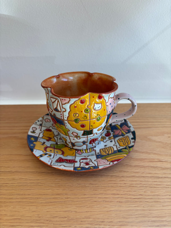 Scalloped Blue Puzzle Cup & Saucer second image