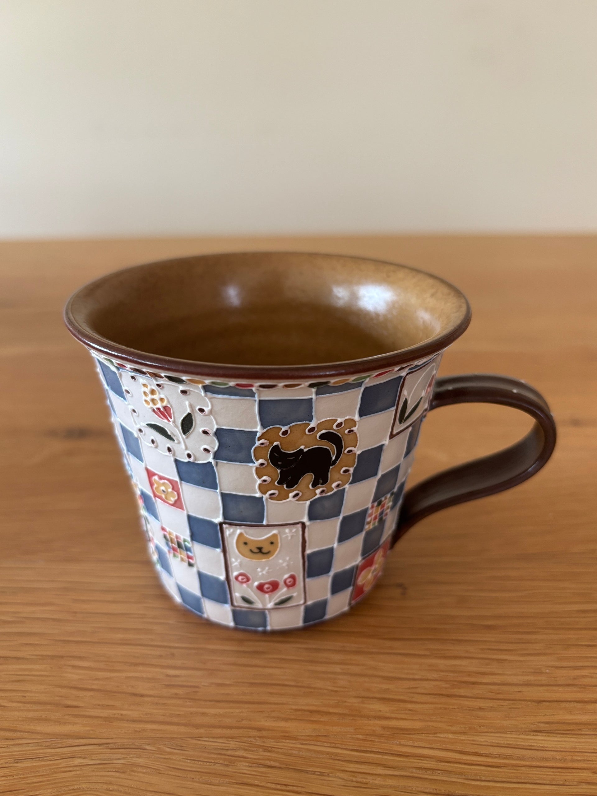 Blue  White Gingham Mug