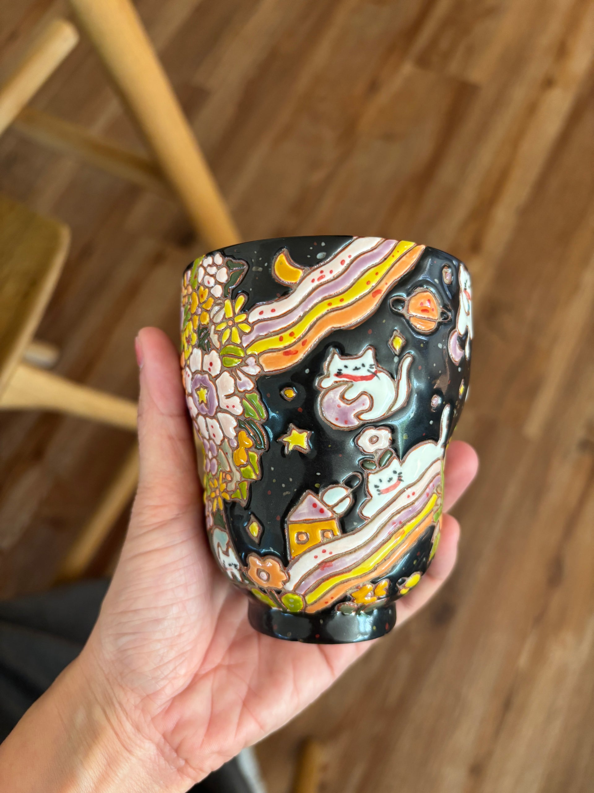 Floral Starry Sky Hand-Held Cup