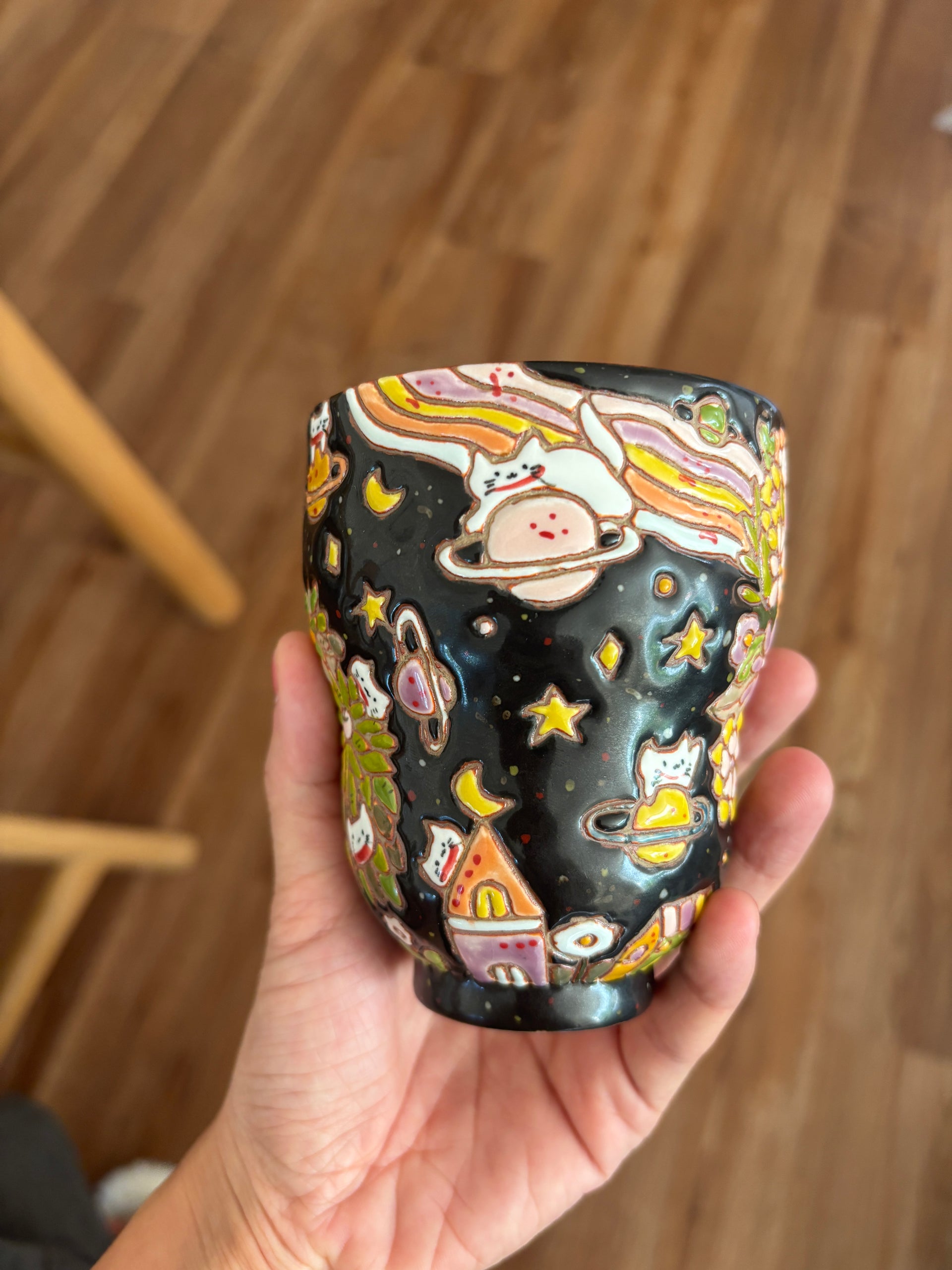 Floral Starry Sky Hand-Held Cup
