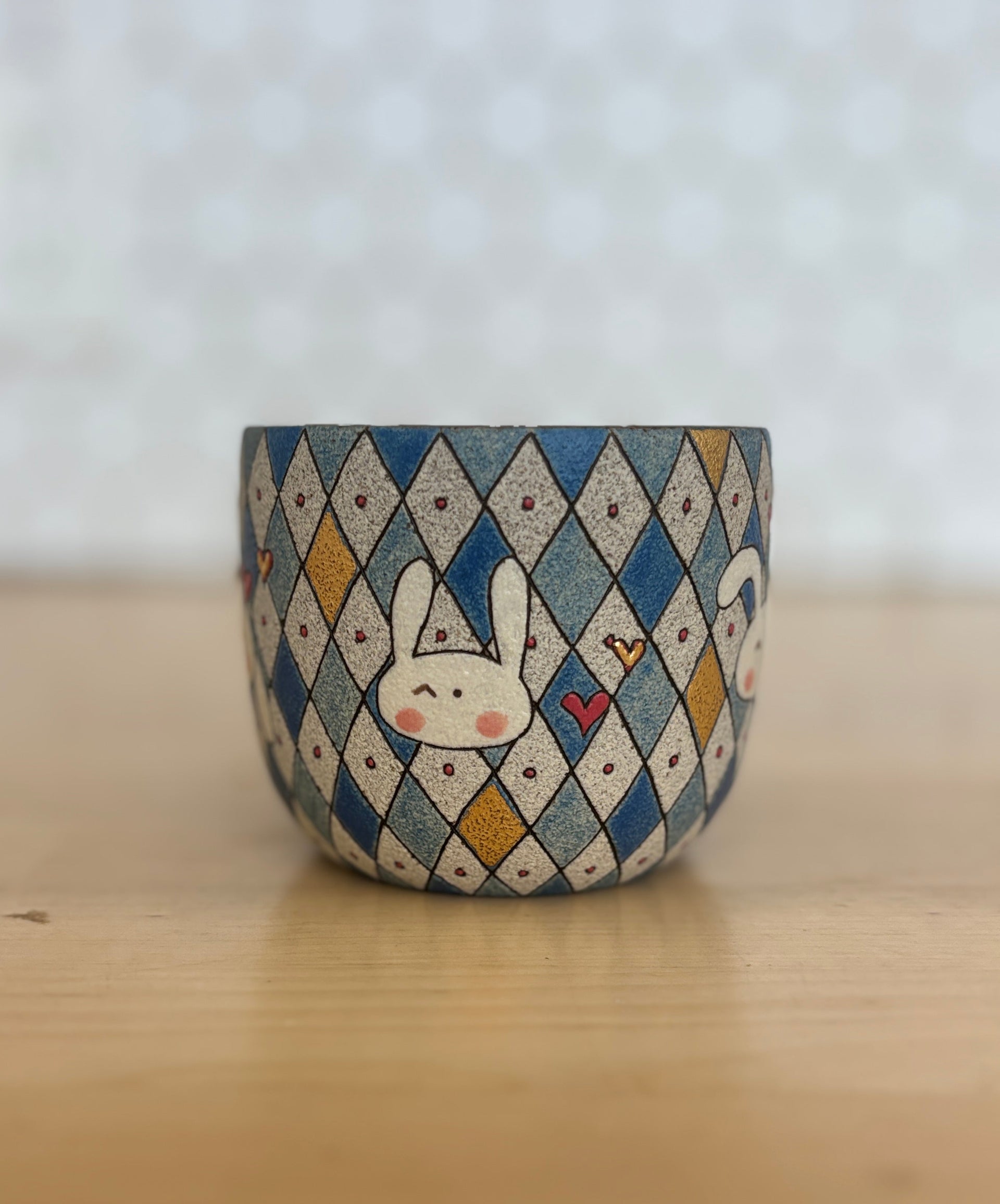 Blue Rhombus Rabbit Cup