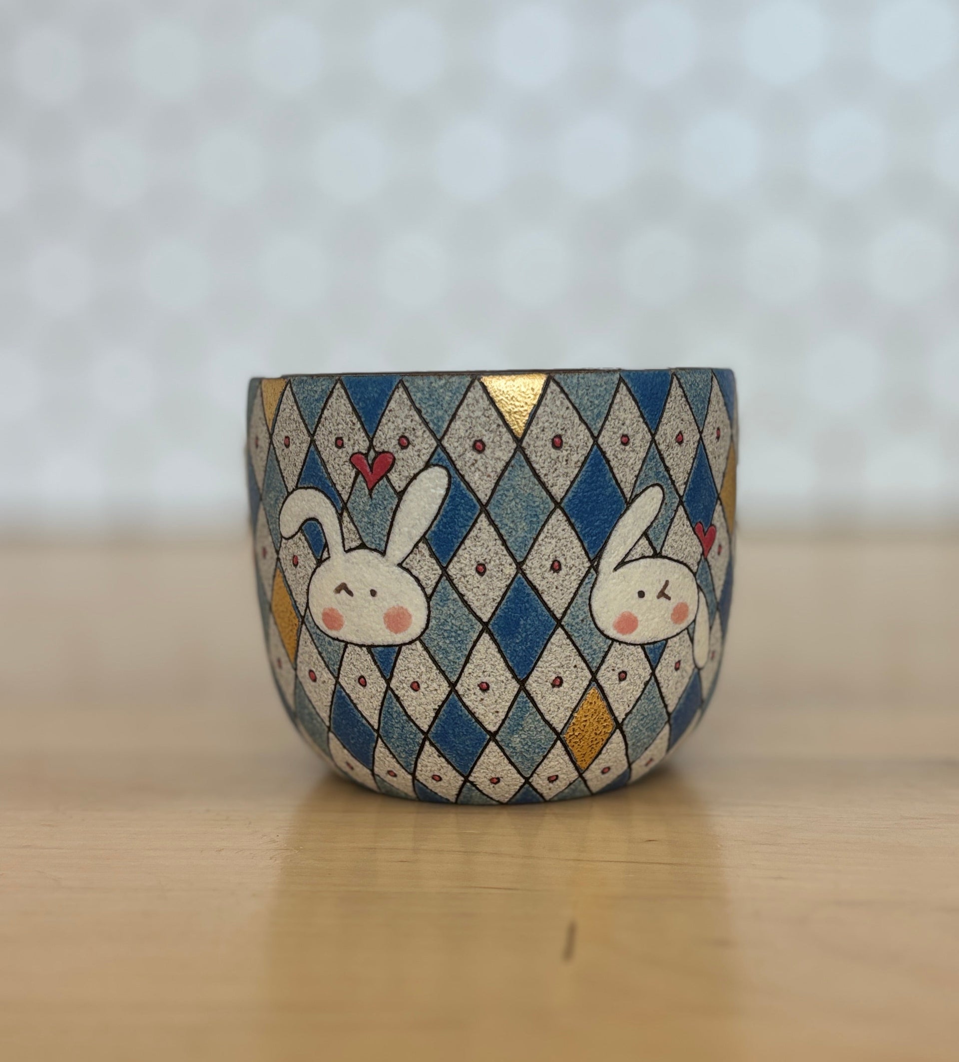 Blue Rhombus Rabbit Cup