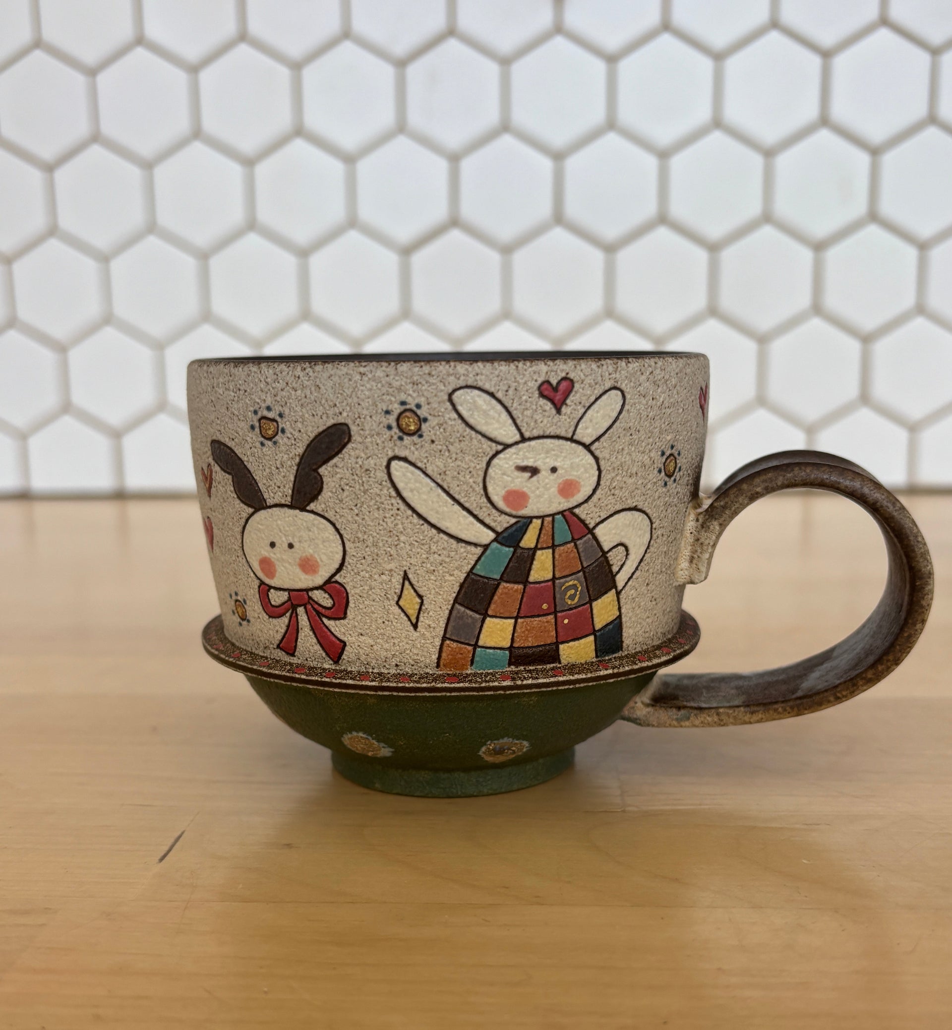 Green Rabbit Handle Cup