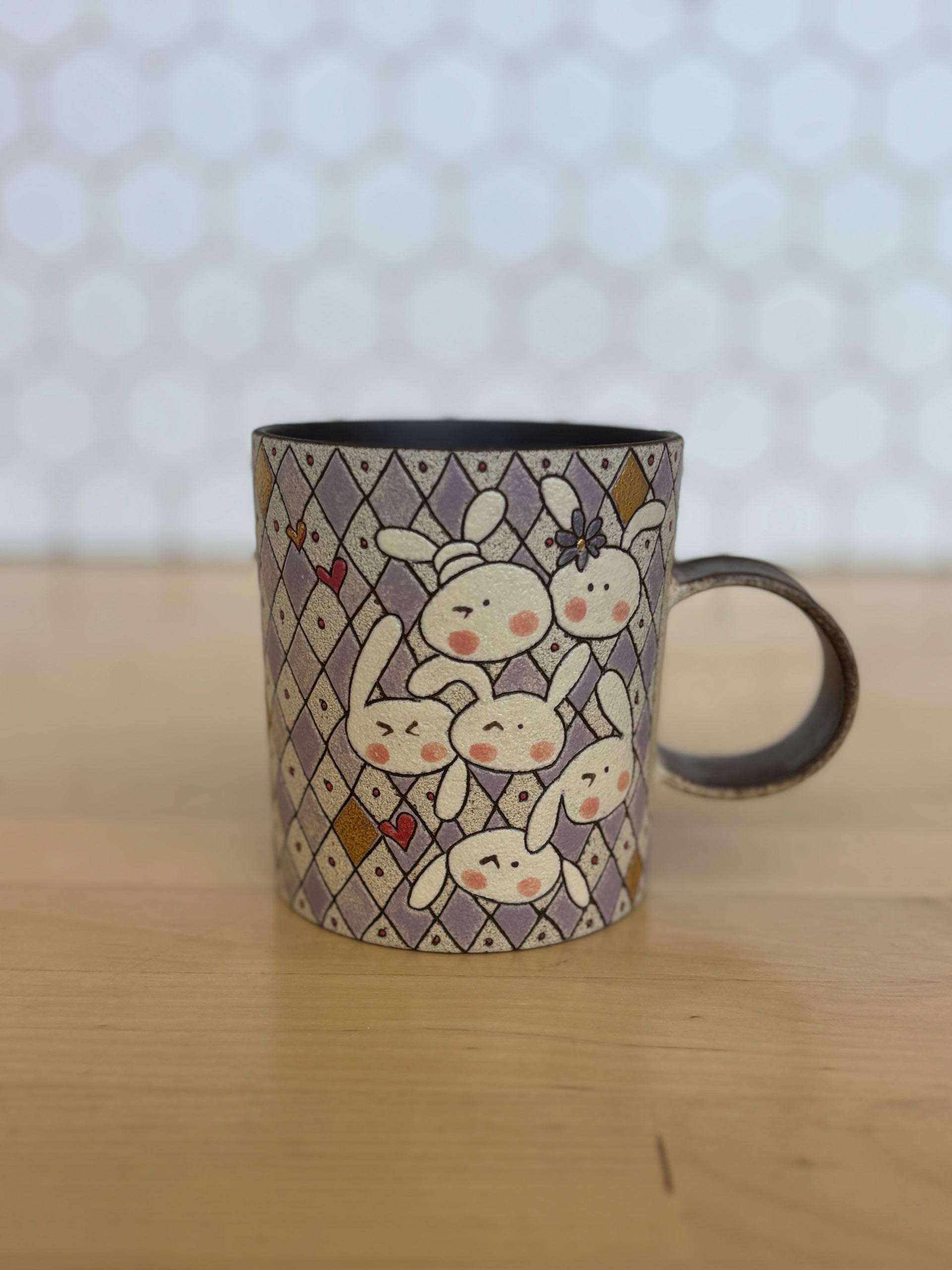 Purple Rhombus Rabbit Mug