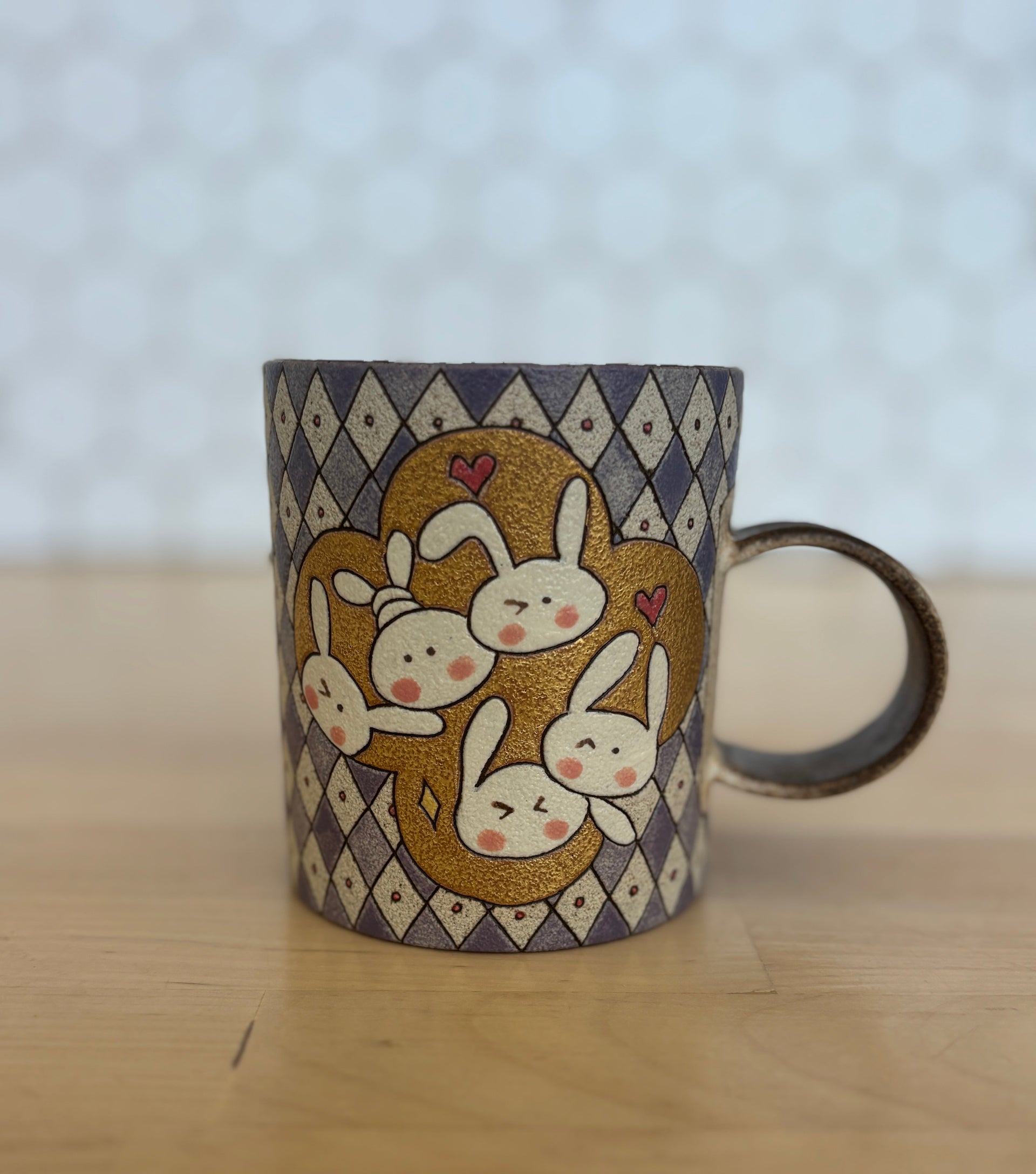 Purple Rhombus Rabbit Mug (Gold)