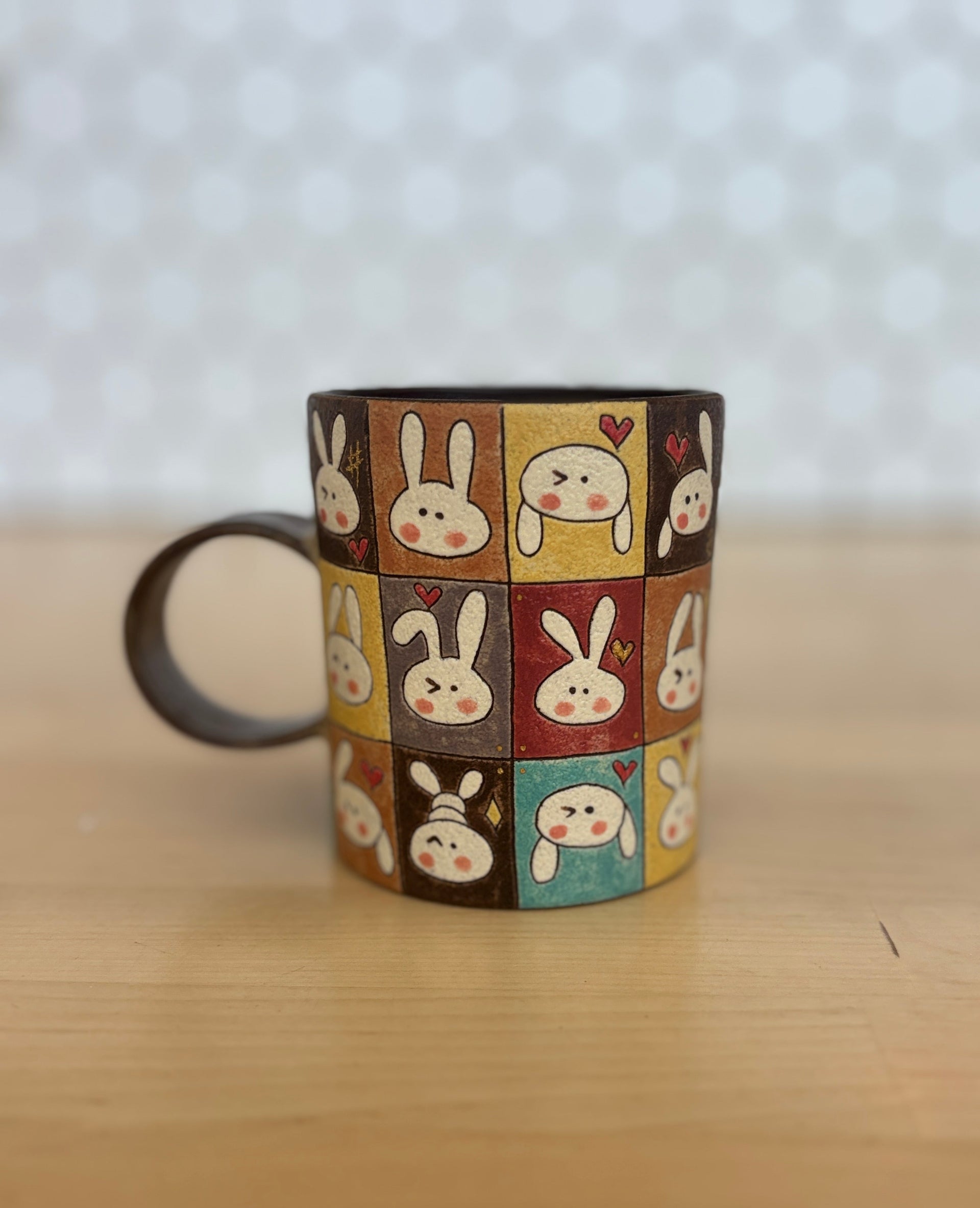 Colorful Checkered Rabbit Mug