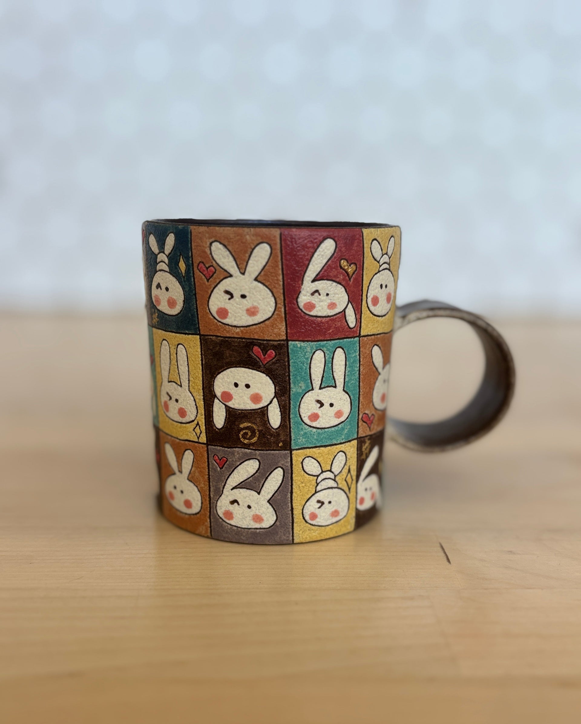 Colorful Checkered Rabbit Mug