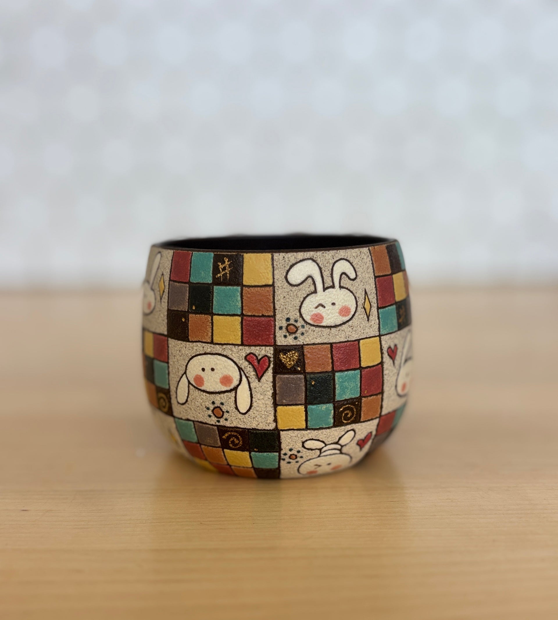 Checkered Bunny Cup
