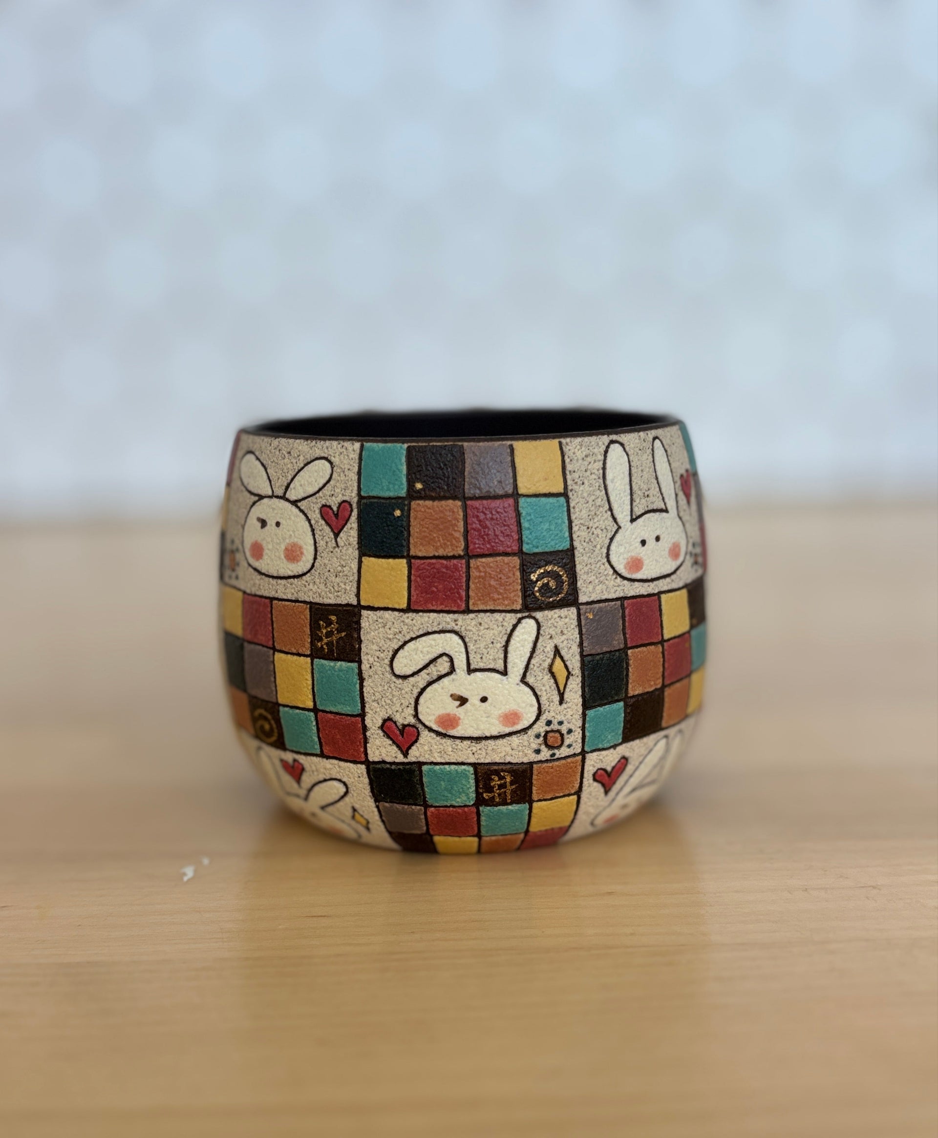 Checkered Bunny Cup