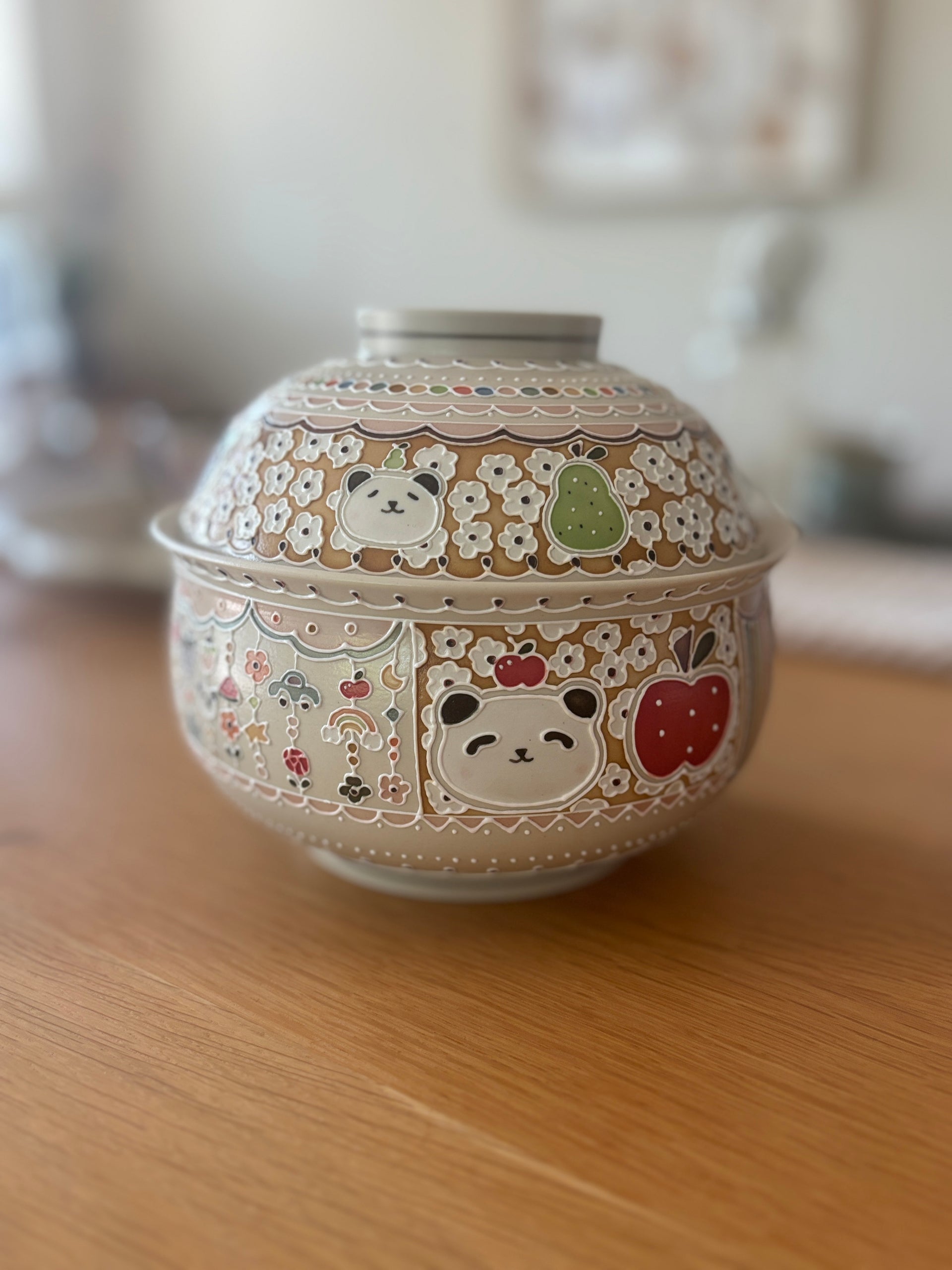 Panda Apple Floral Jar