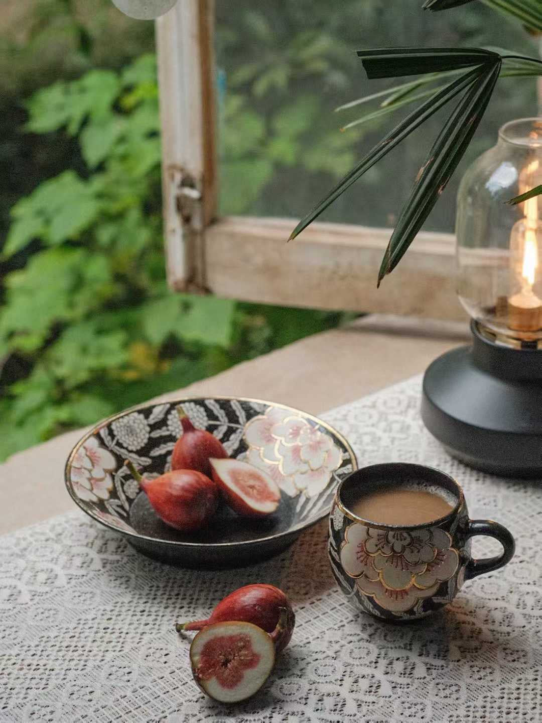 Rimmed Plate - Peony Duo