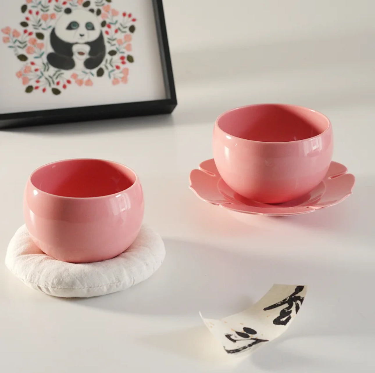 Handcrafted Watermelon Red Porcelain Coffee Cups – Elegant and Unique