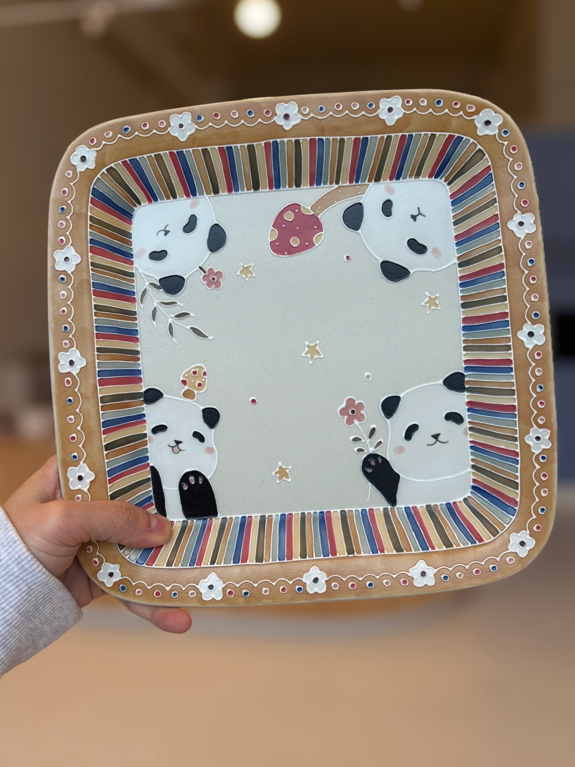 Rainbow Panda Square Plate