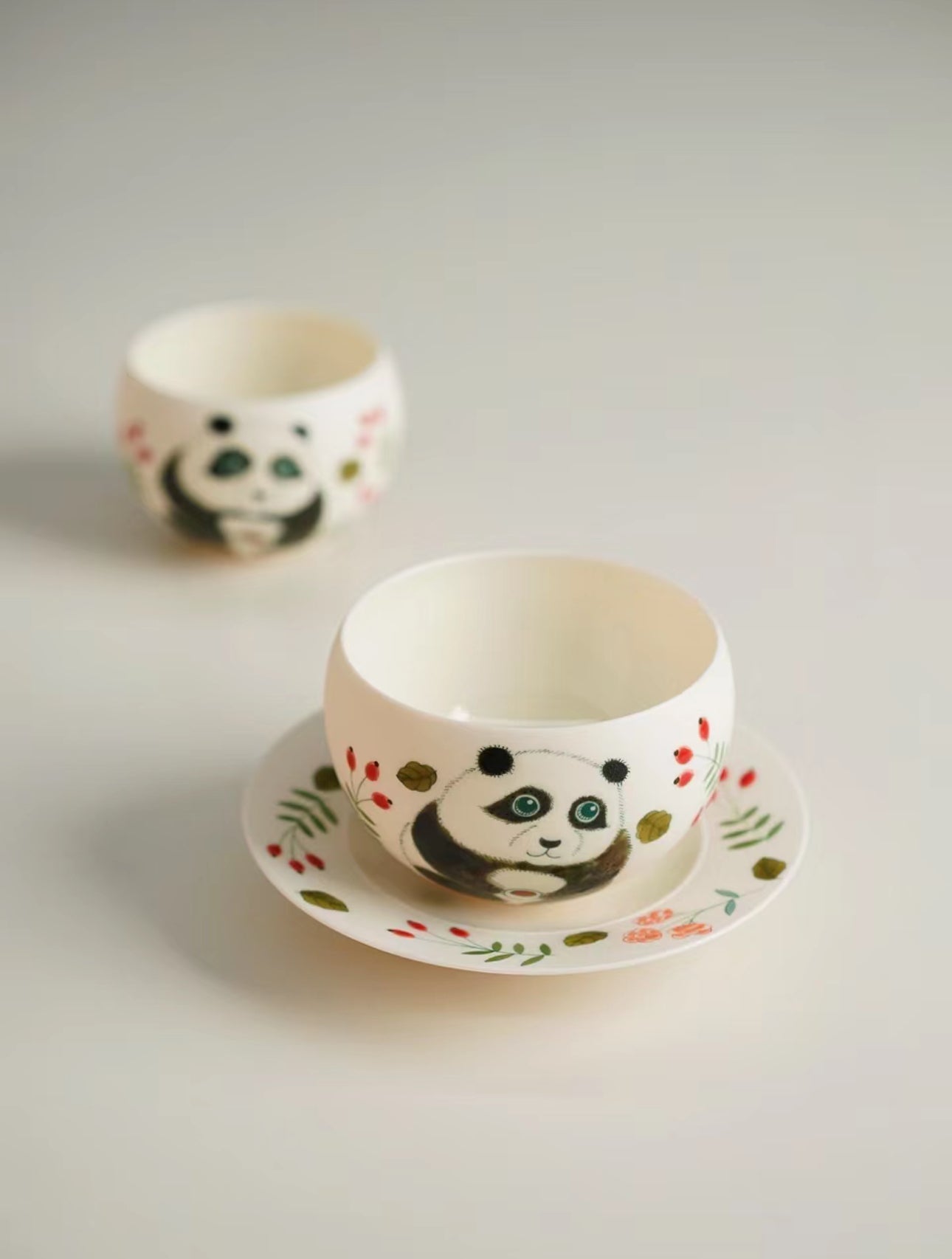 Handcrafted Coffee Cup and Saucer Set - Panda Design, Cute Animal Coffee Mug, Artisan Ceramic Cup