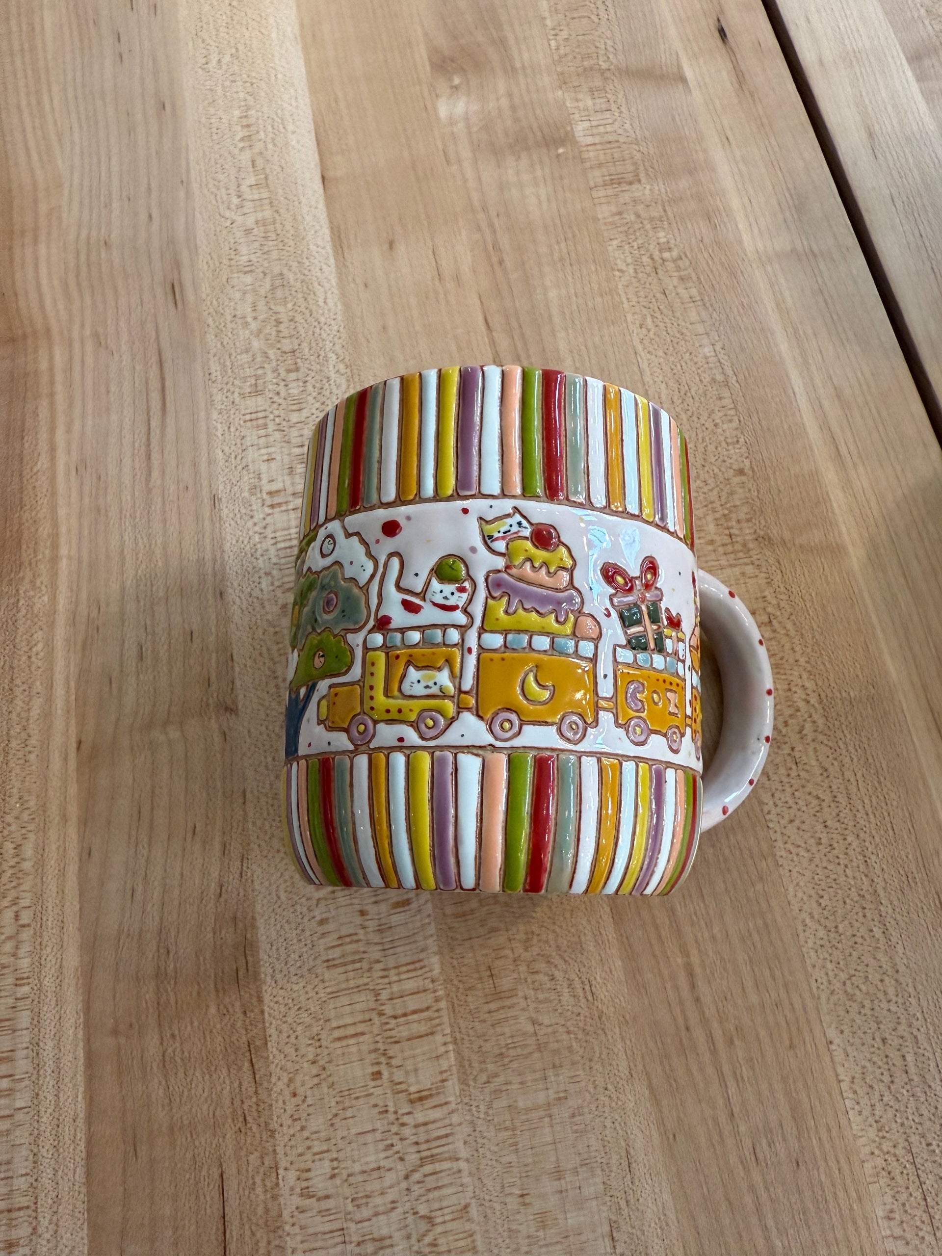 Cat & Train Ceramic Mug