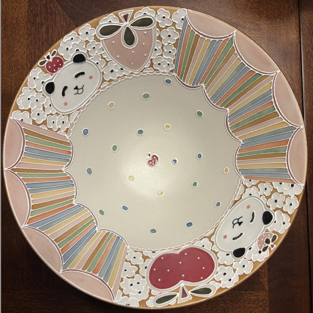 Flared Bowl - Panda Rainbow Apple