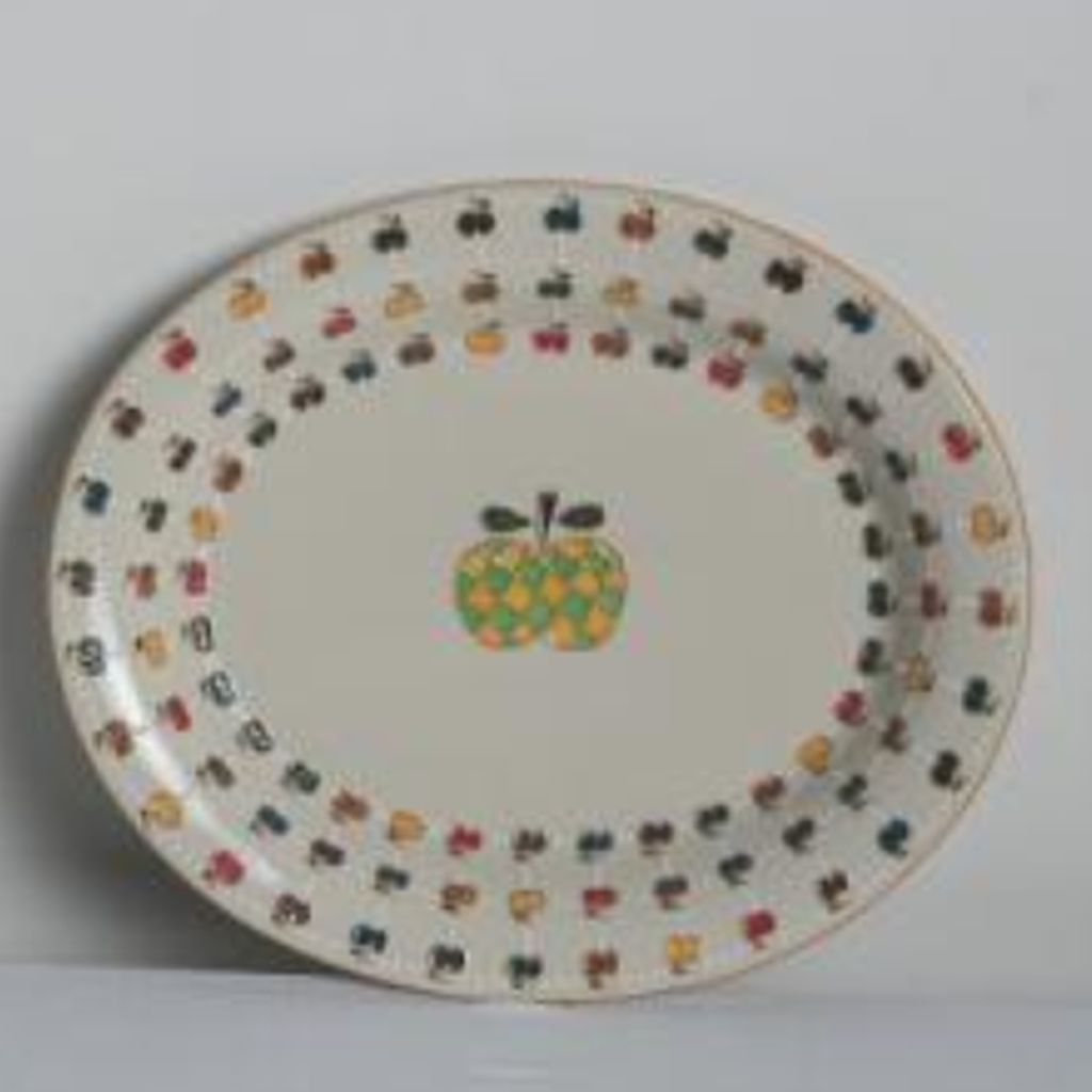 Green Apple Peekaboo Oval Plate