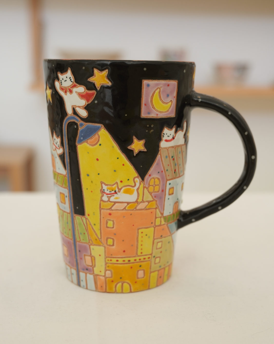 Night House with Cat Tall Mug
