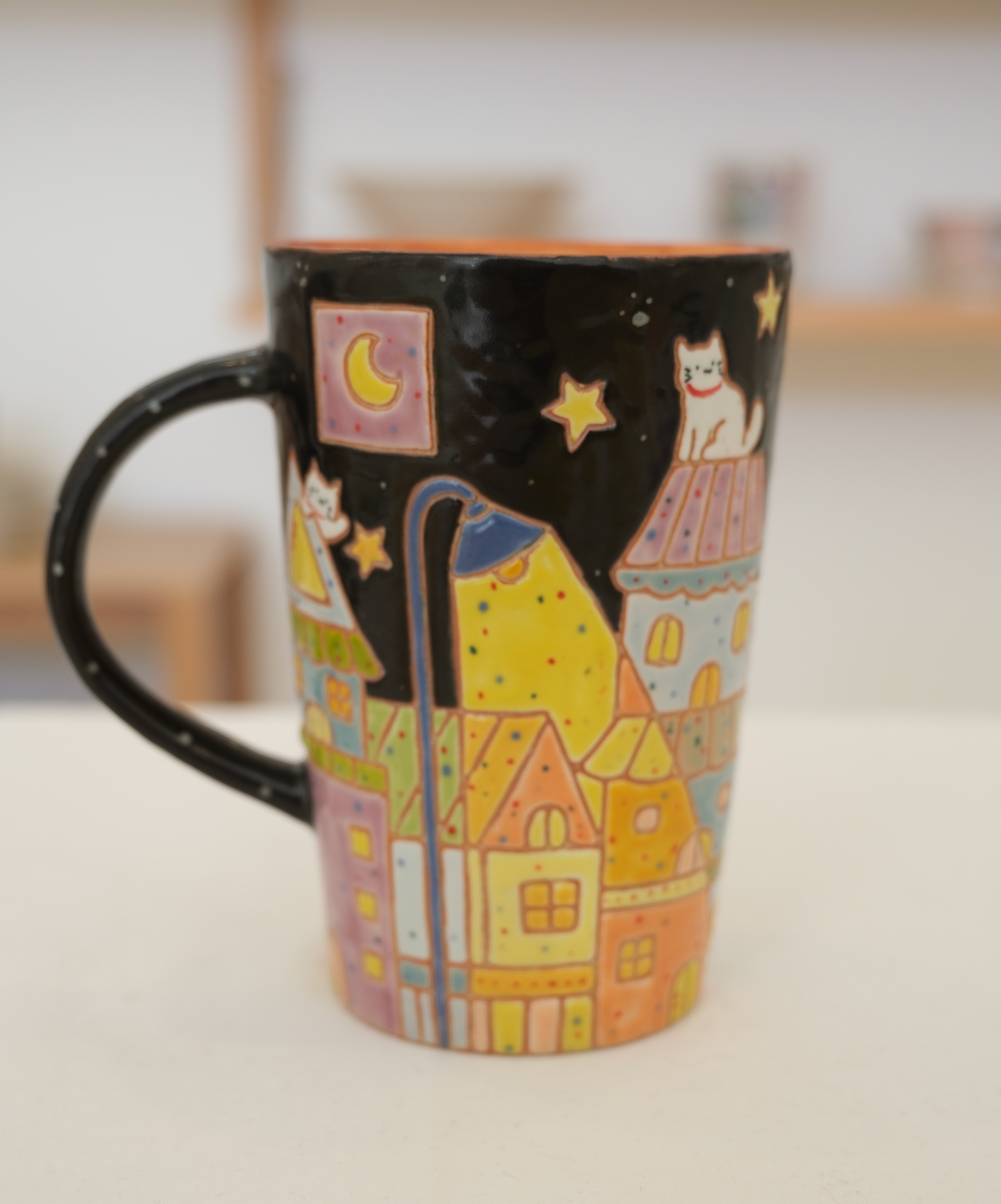 Night House with Cat Tall Mug