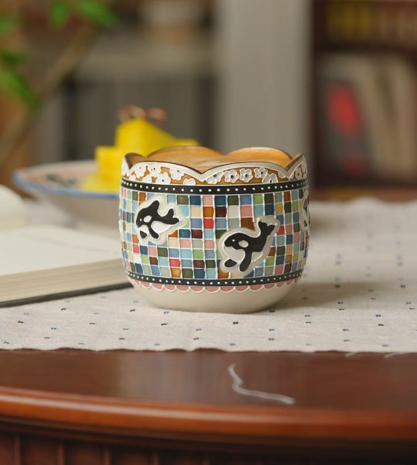 Orca Checkered Floral Rim Chubby Cup