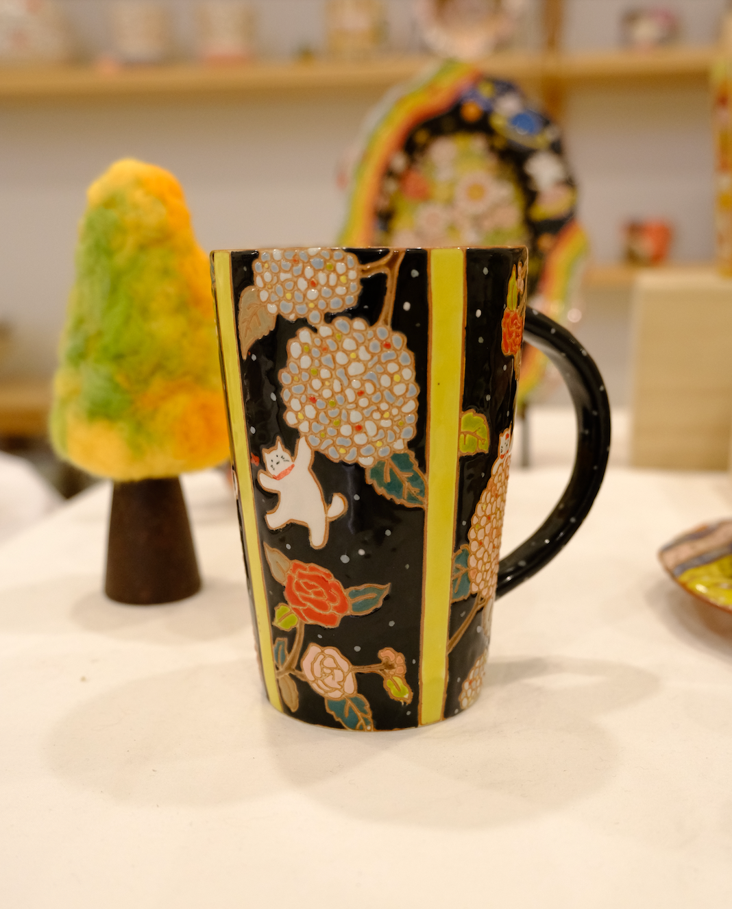 Hydrangea Cat Tall Mug