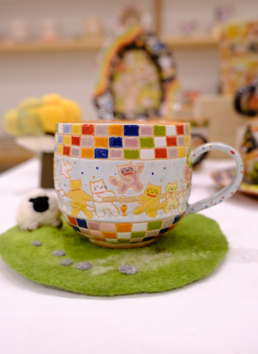 White Clay Plaid Mug