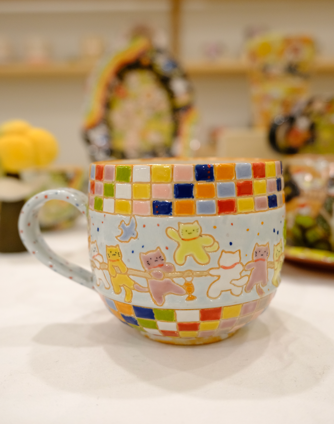 White Clay Plaid Mug