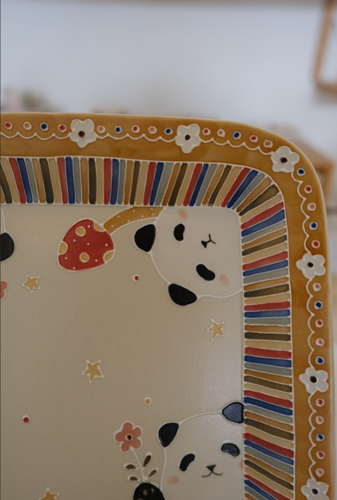Rainbow Panda Square Plate