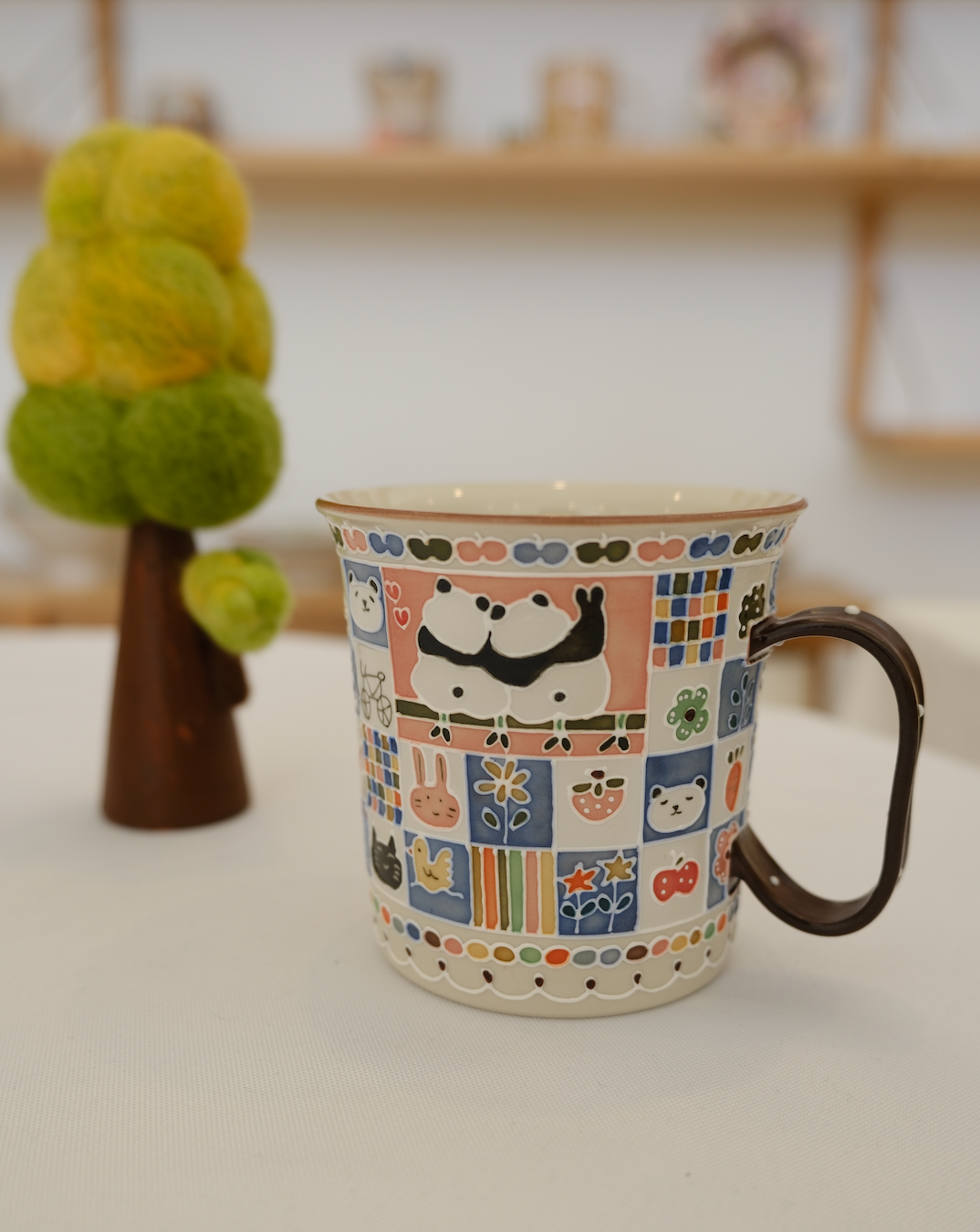 Panda Blue-White Checkered Mug