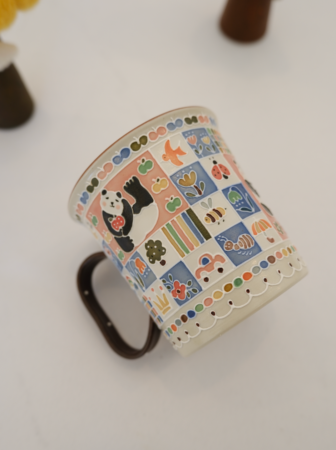 Panda Blue-White Checkered Mug