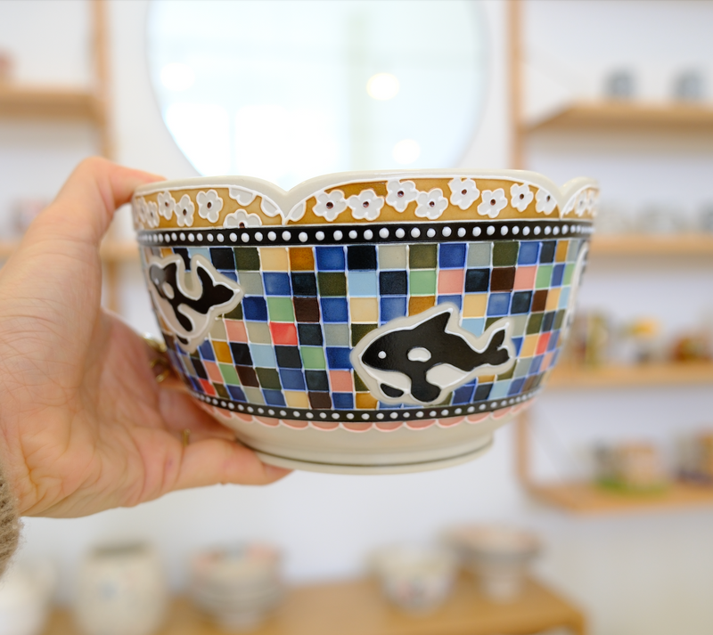 Orca Checkered Big Noddle Bowl second image