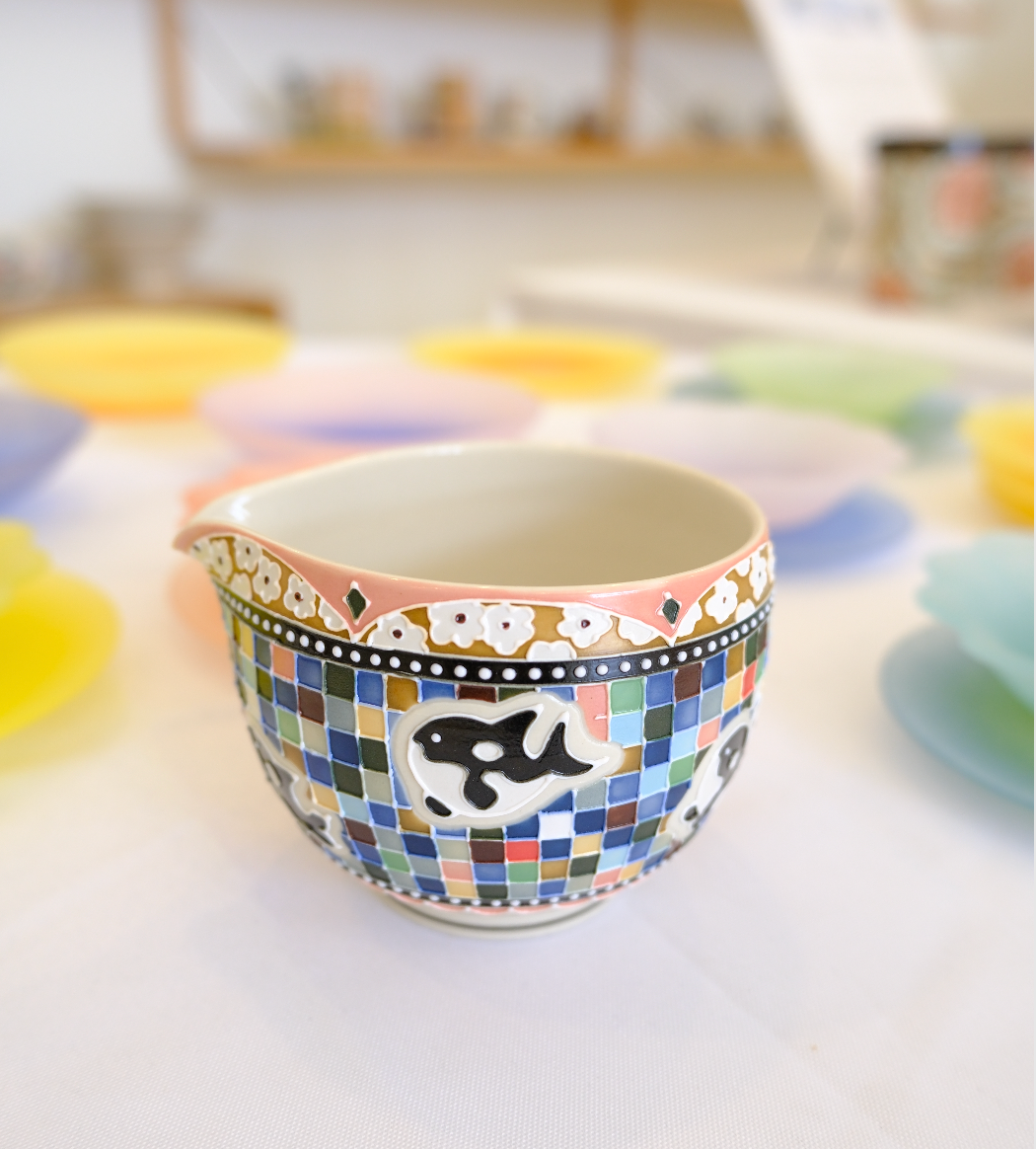 Orca Checkered Matcha bowl