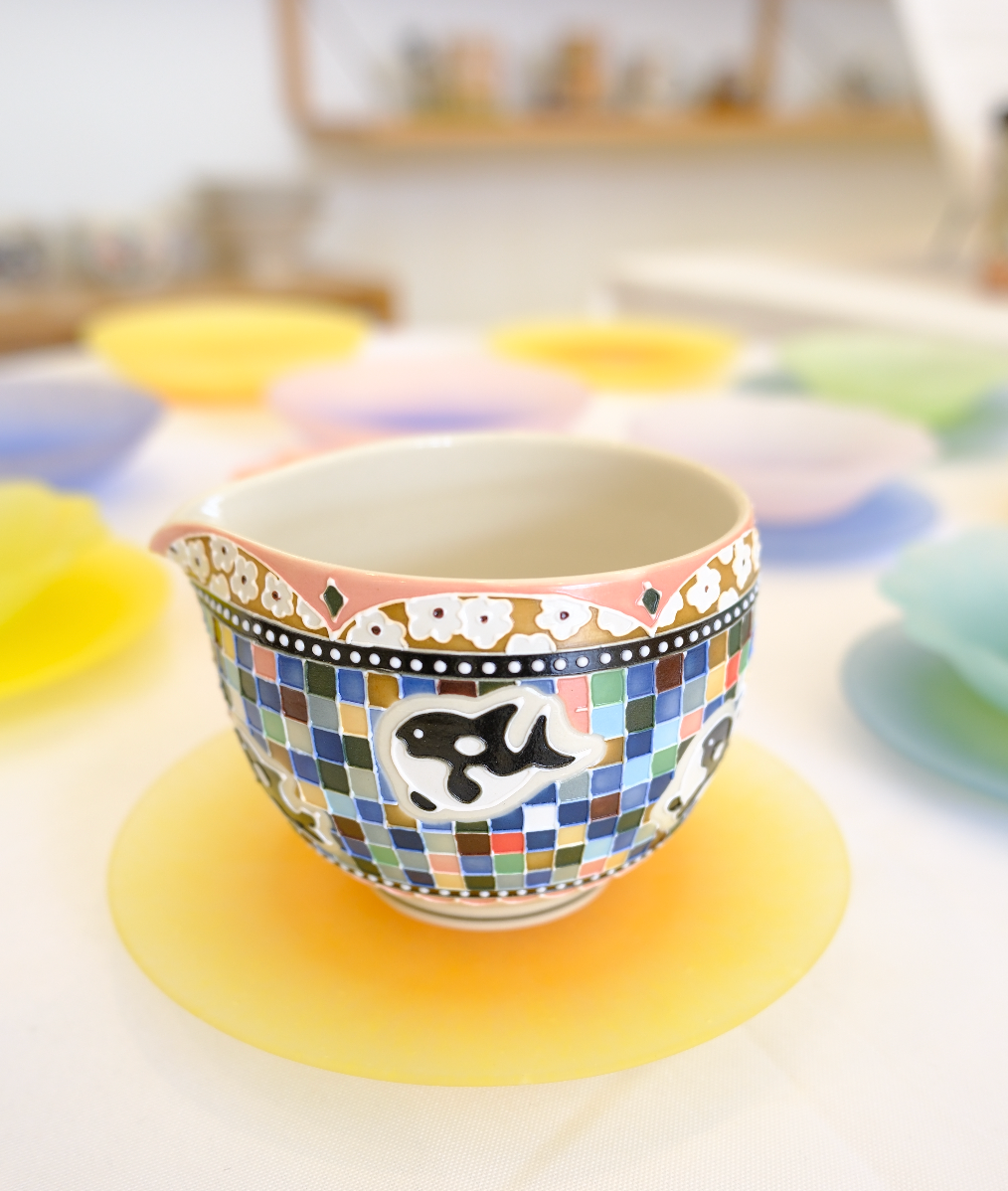 Orca Checkered Matcha bowl